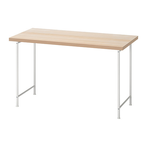 LAGKAPTEN / OLOV desk white stained oak effect/white - IKEA
