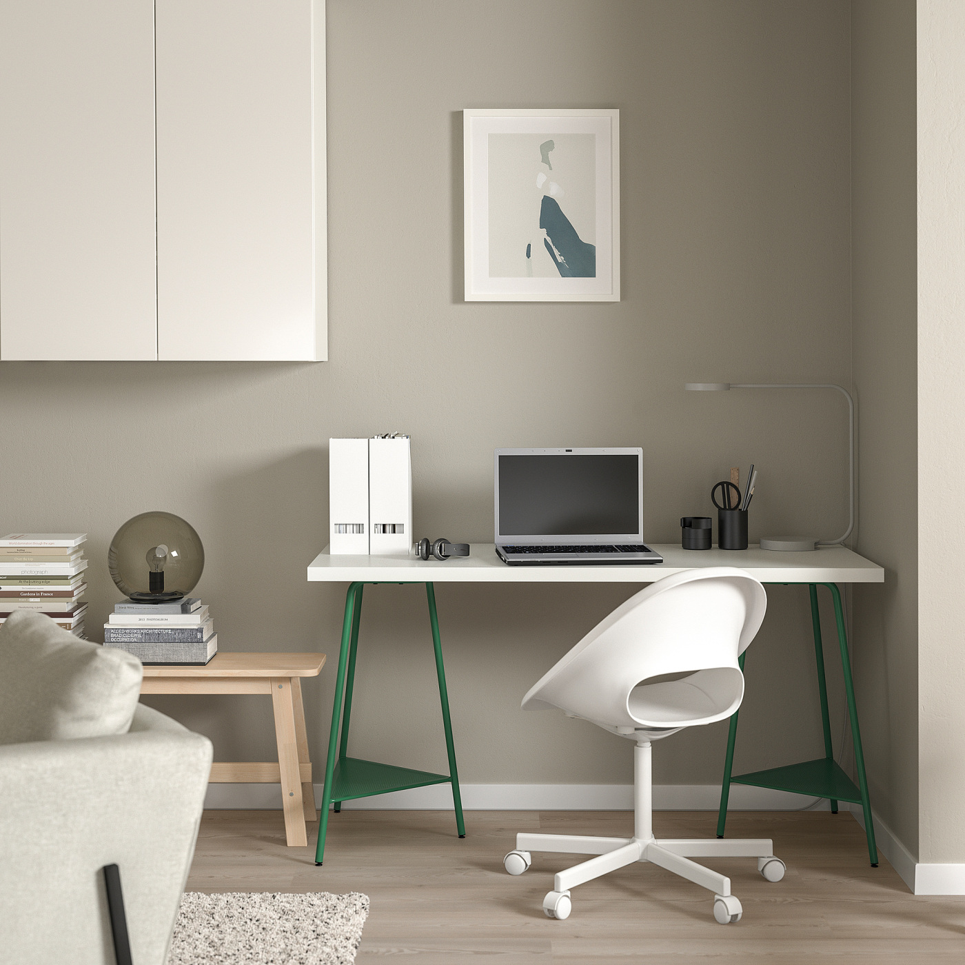 IKEA LAGKAPTEN ラグカプテン テーブル + TILLSLAG ティルスラーグ 加台 LAGKAPTEN / TILLSLAG desk, white anthracite/green, 551/8x235/8