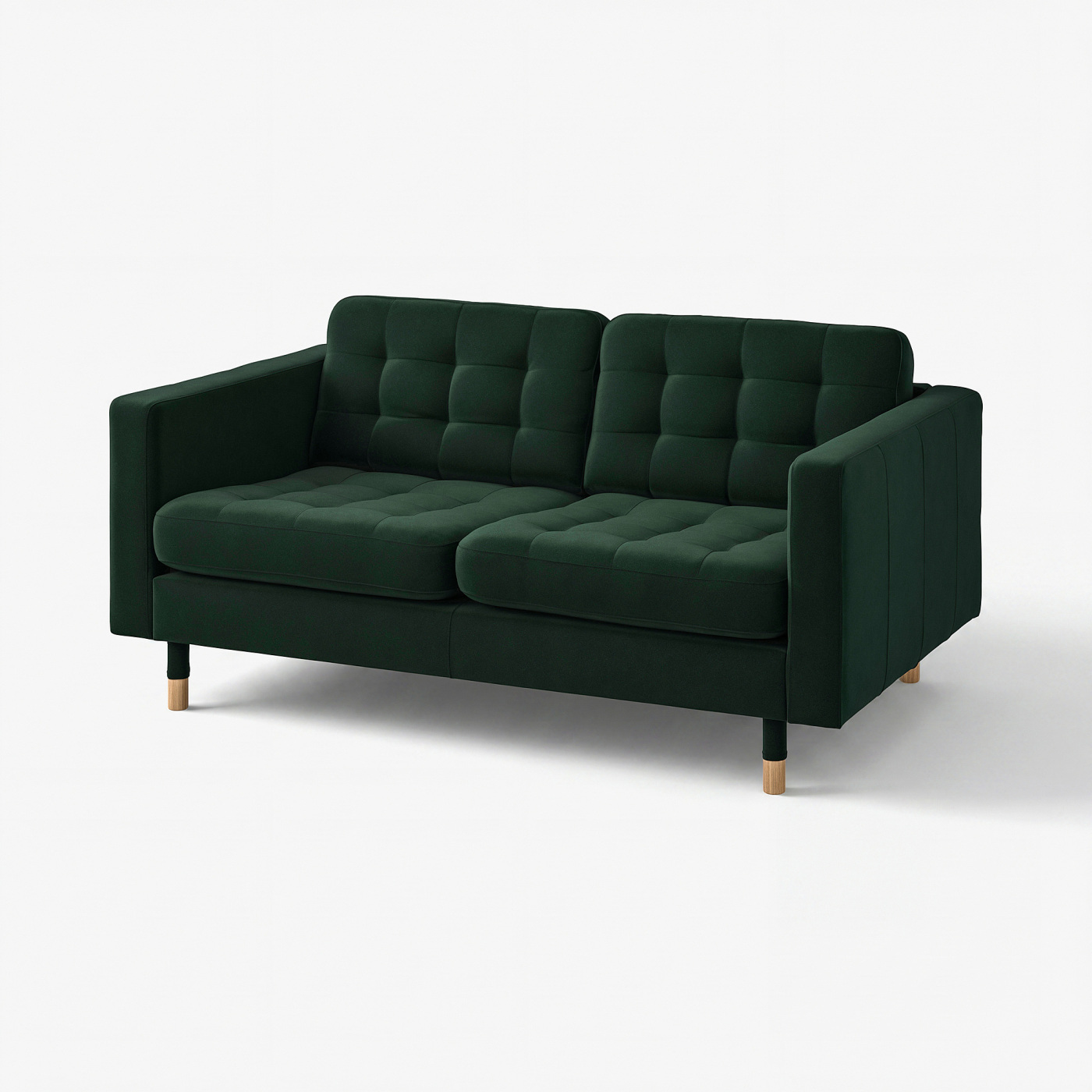 LANDSKRONA 2-seat sofa Djuparp dark green/wood - IKEA