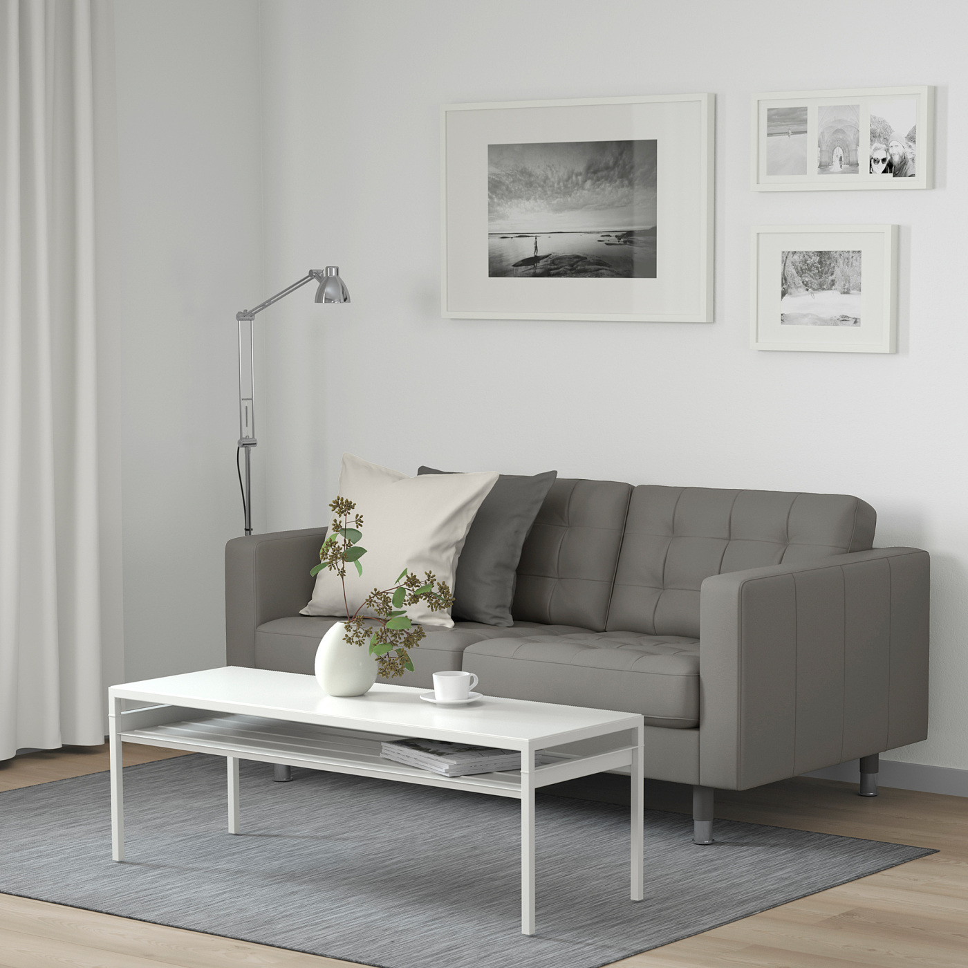 LANDSKRONA 2-seat sofa Grann/Bomstad grey-green/metal - IKEA