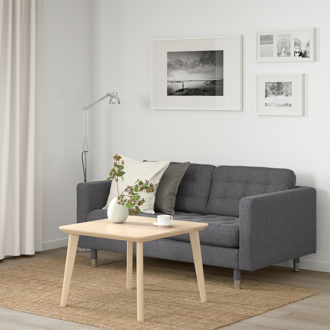 LANDSKRONA 2-seat sofa Gunnared dark grey/metal - IKEA
