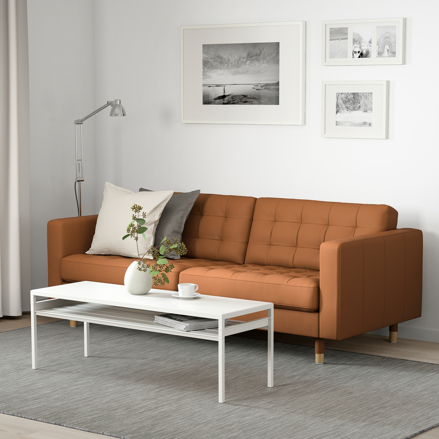 LANDSKRONA 3-seat sofa Grann/Bomstad golden-brown/wood - IKEA