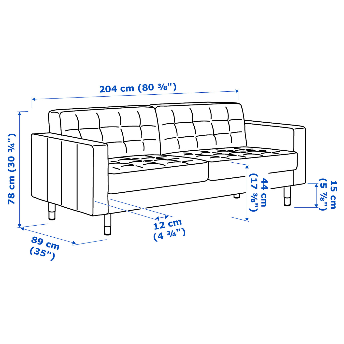 LANDSKRONA 3-seat sofa Grann/Bomstad grey-green/metal - IKEA