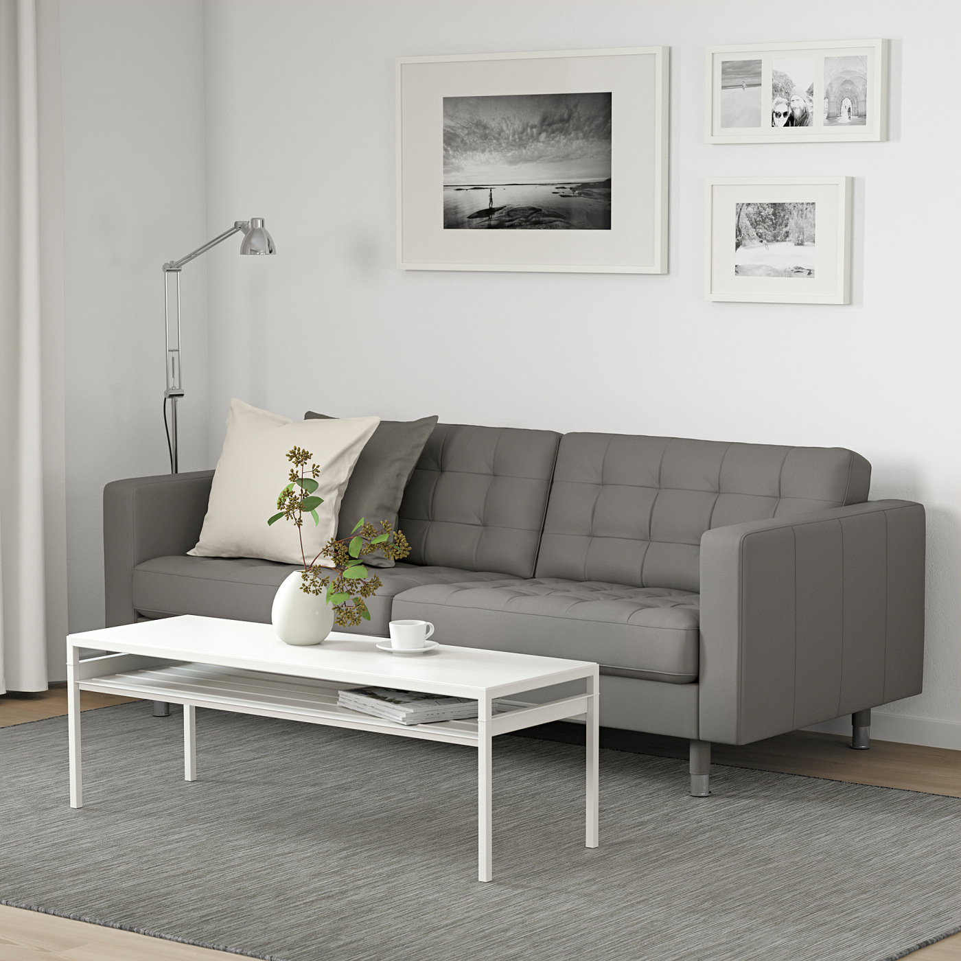 LANDSKRONA 3-seat sofa Grann/Bomstad grey-green/metal - IKEA