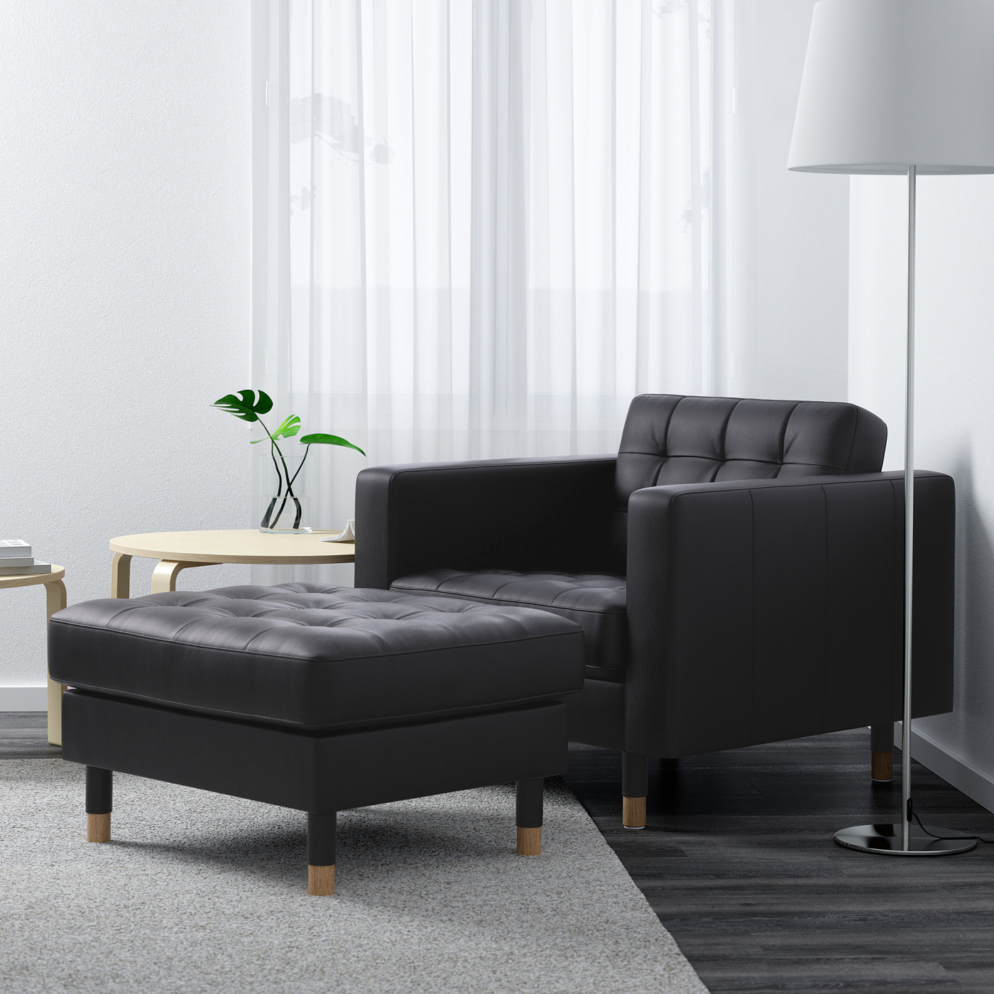 Repose-pieds IKEA LANDSKRONA – Cadre Noir, 65x44 Cm, Neuf
