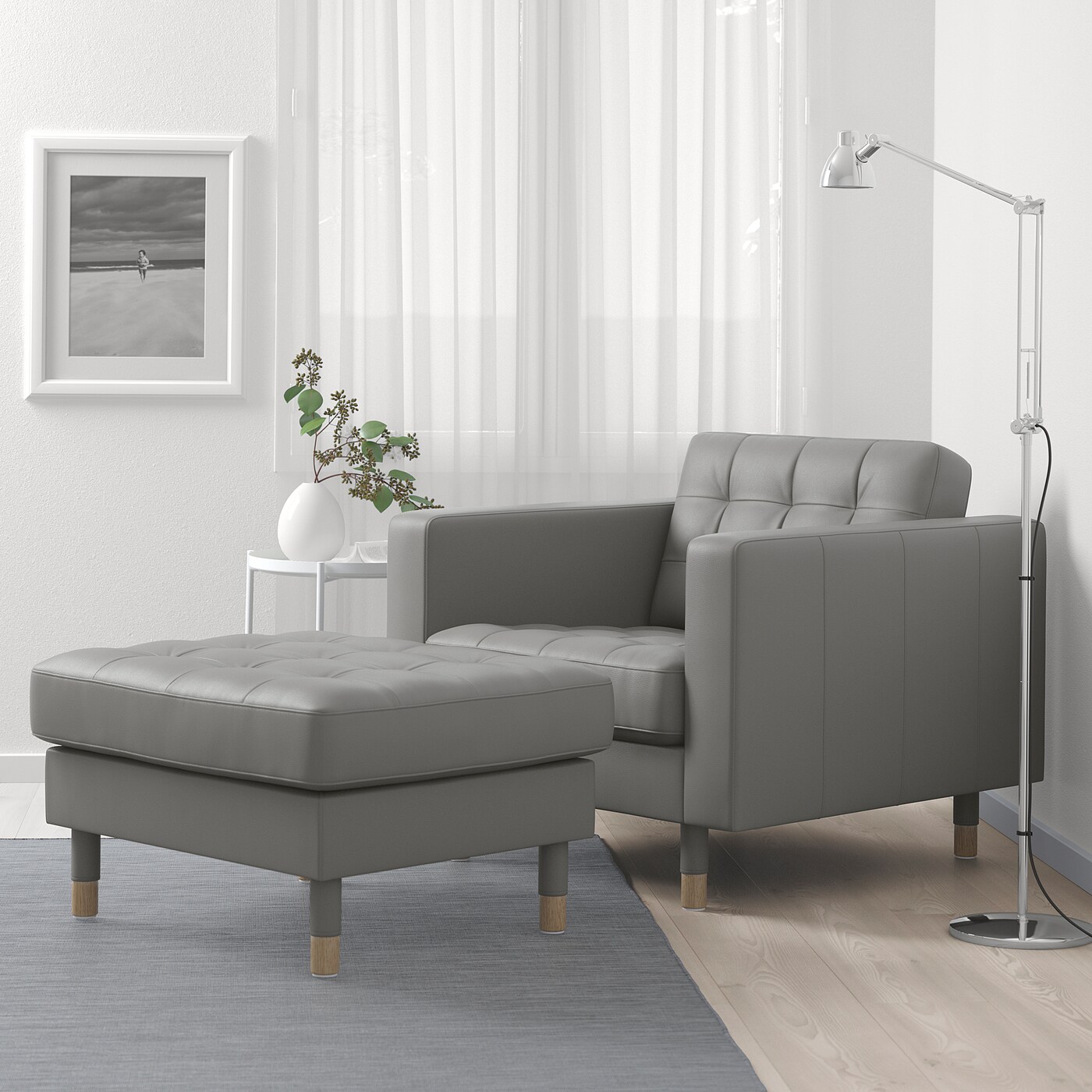 IKEA LANDSKRONA オットマン グレー LANDSKRONA armchair Grann/Bomstad grey-green/wood - IKEA