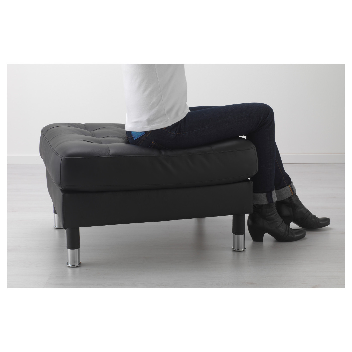 LANDSKRONA footstool Grann/Bomstad black/metal - IKEA