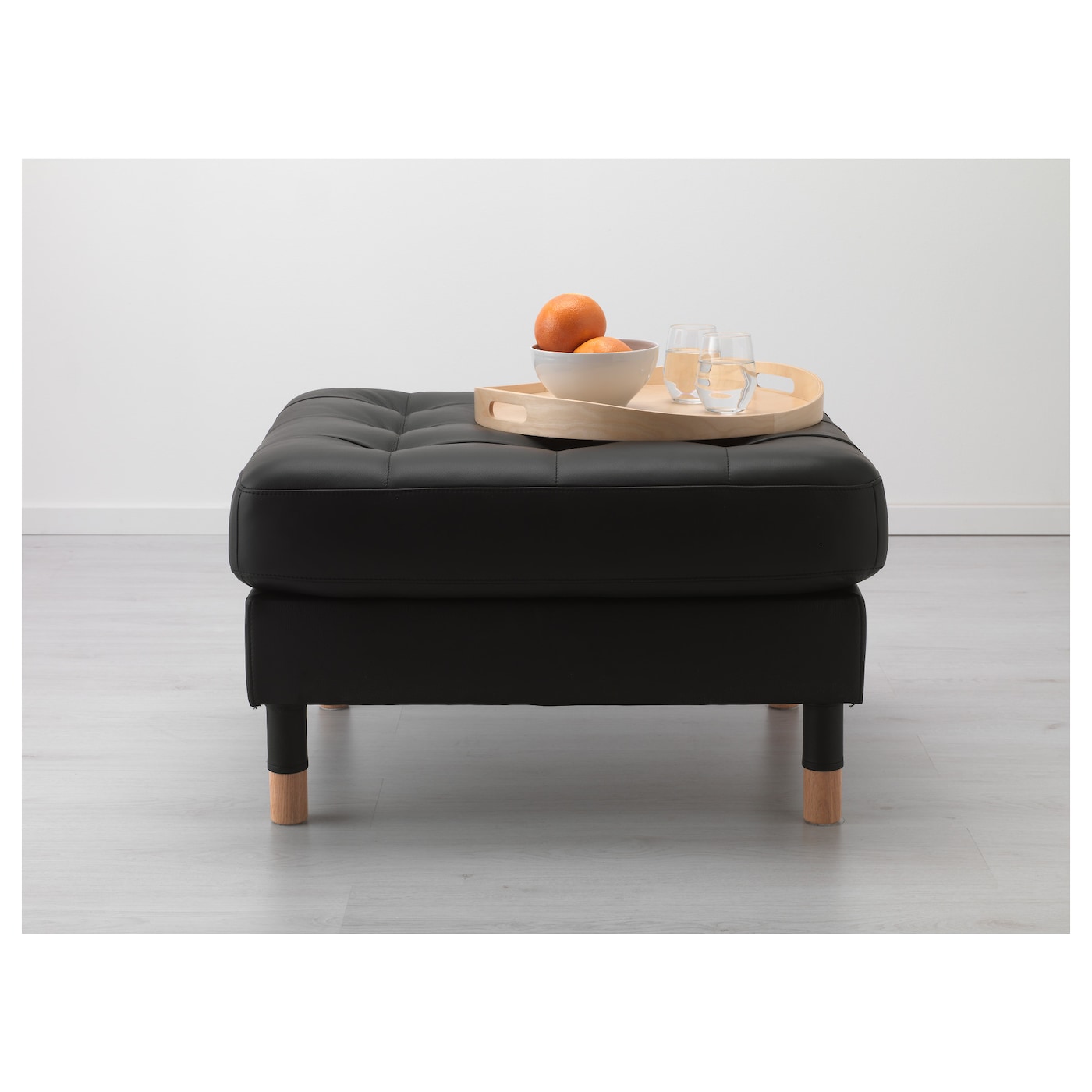 IKEA LANDSKRONA オットマン LANDSKRONA footstool Grann/Bomstad black/wood - IKEA