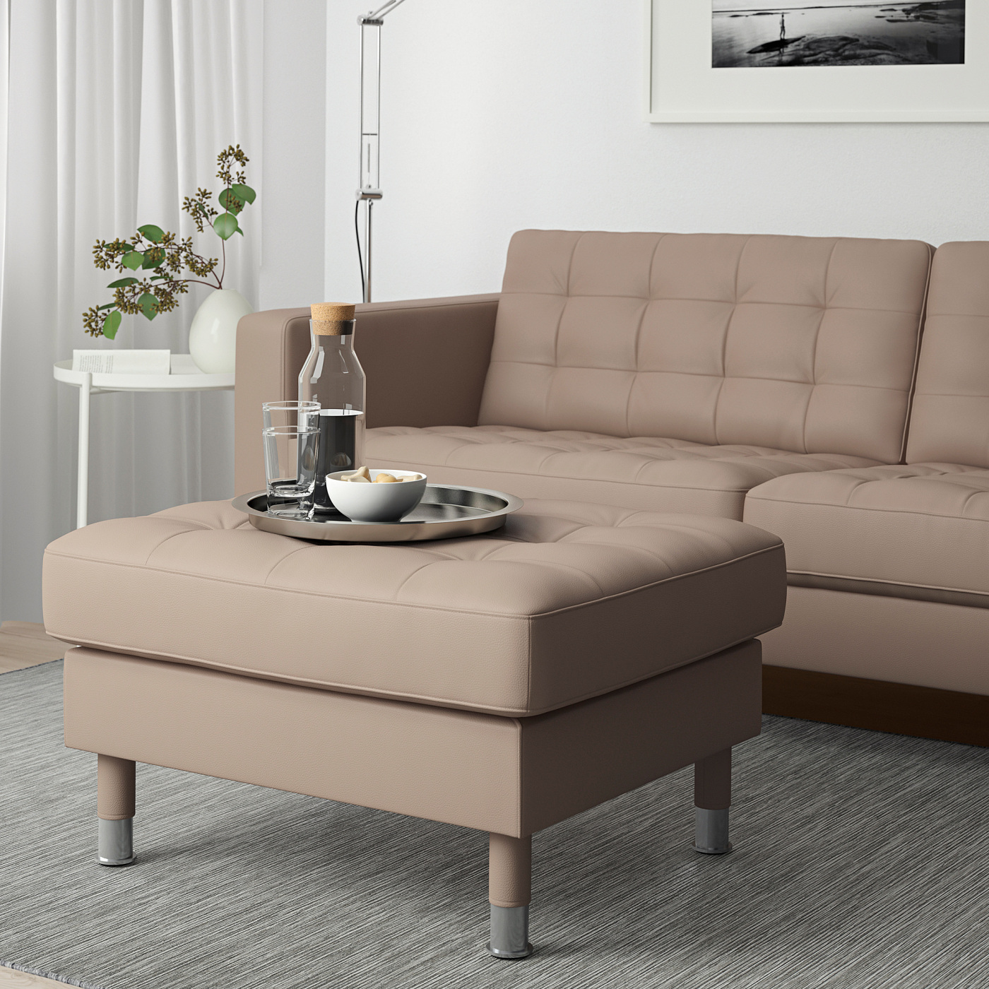 LANDSKRONA footstool Grann/Bomstad dark beige/metal - IKEA