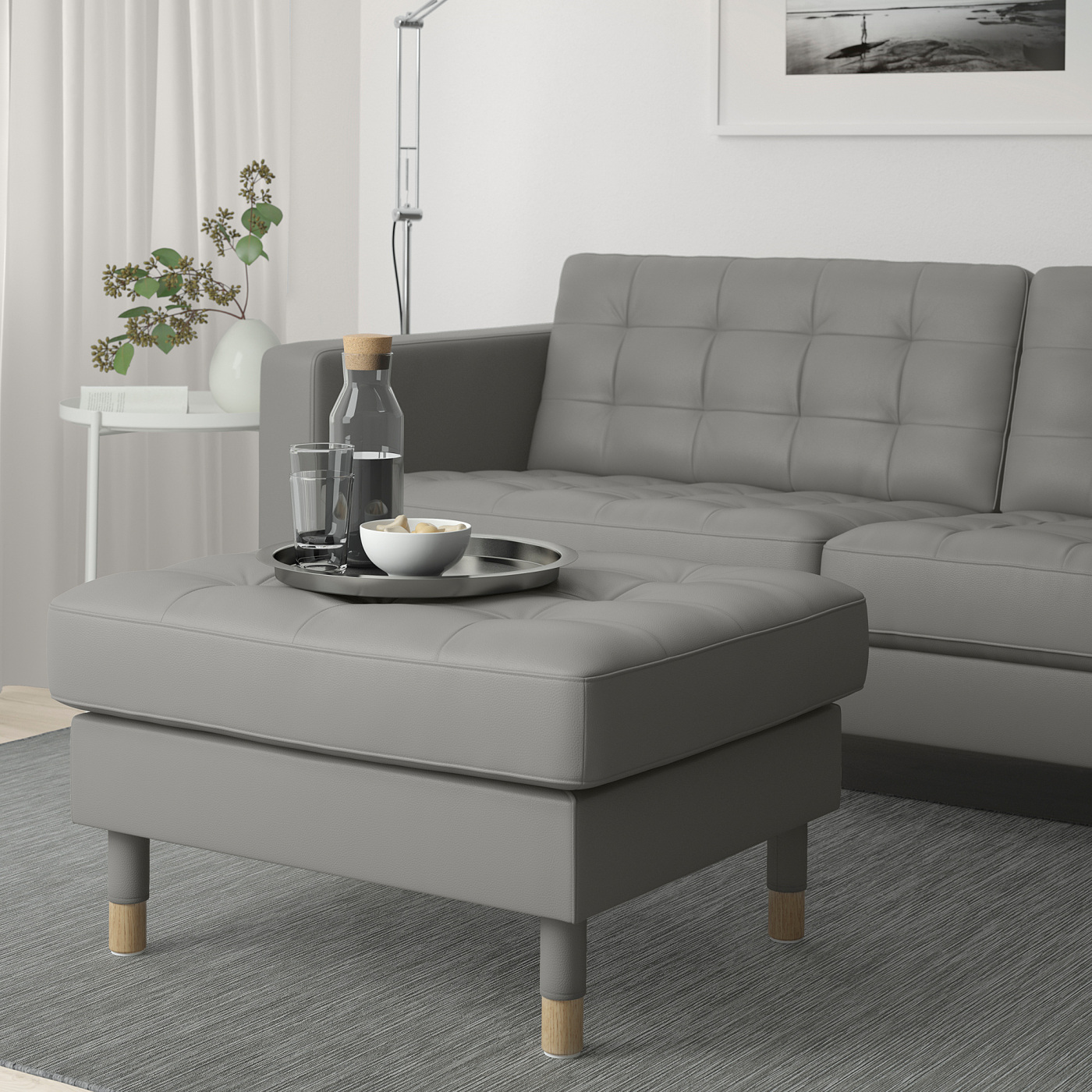 LANDSKRONA footstool Grann/Bomstad grey-green/wood - IKEA