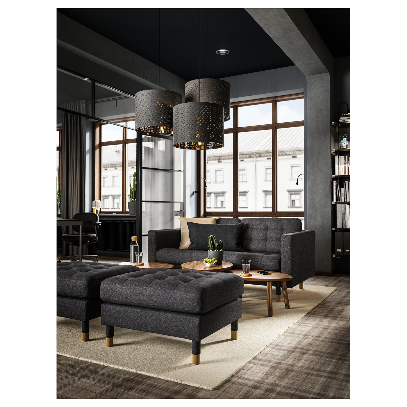 LANDSKRONA footstool Gunnared dark grey/wood - IKEA