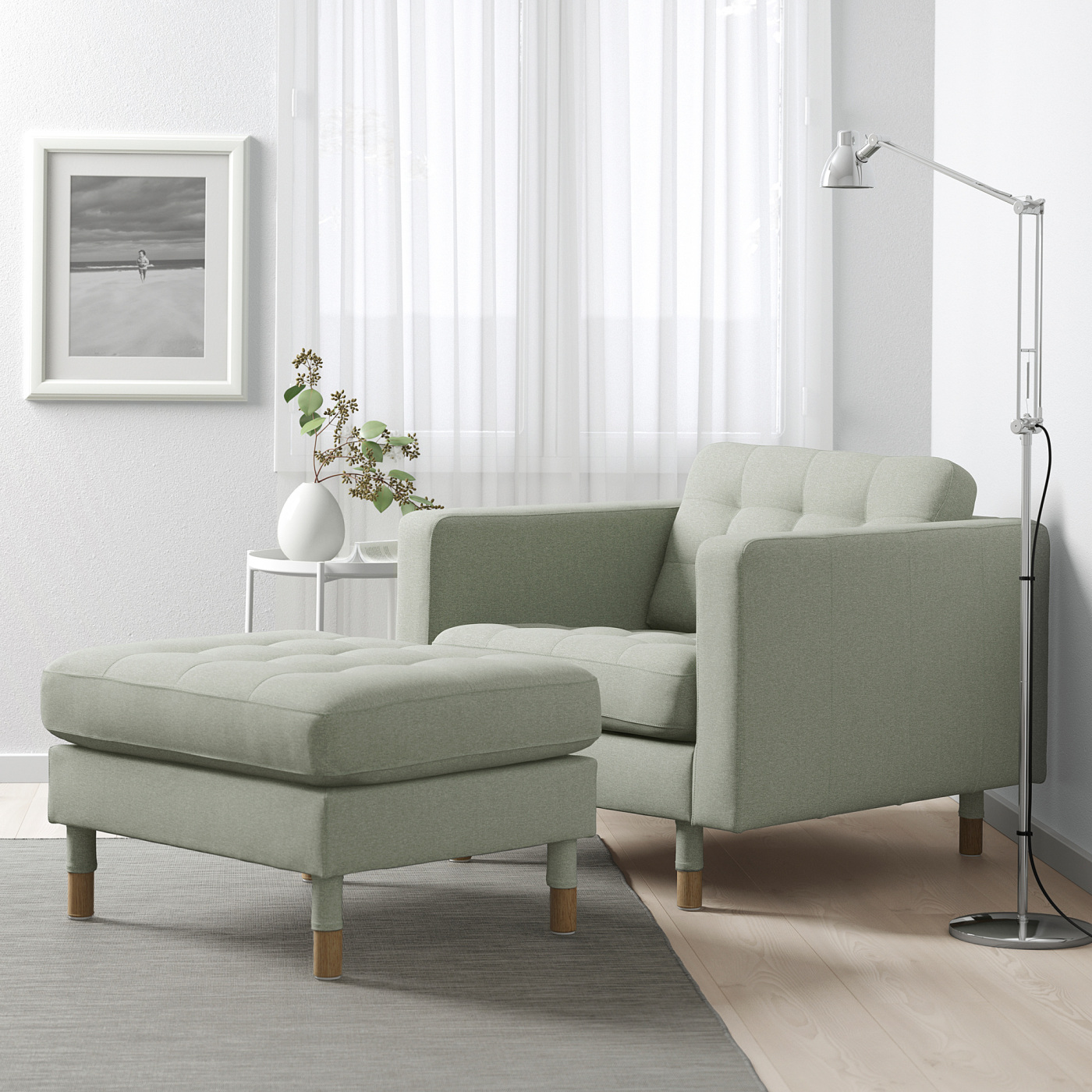 LANDSKRONA footstool Gunnared light green/wood - IKEA