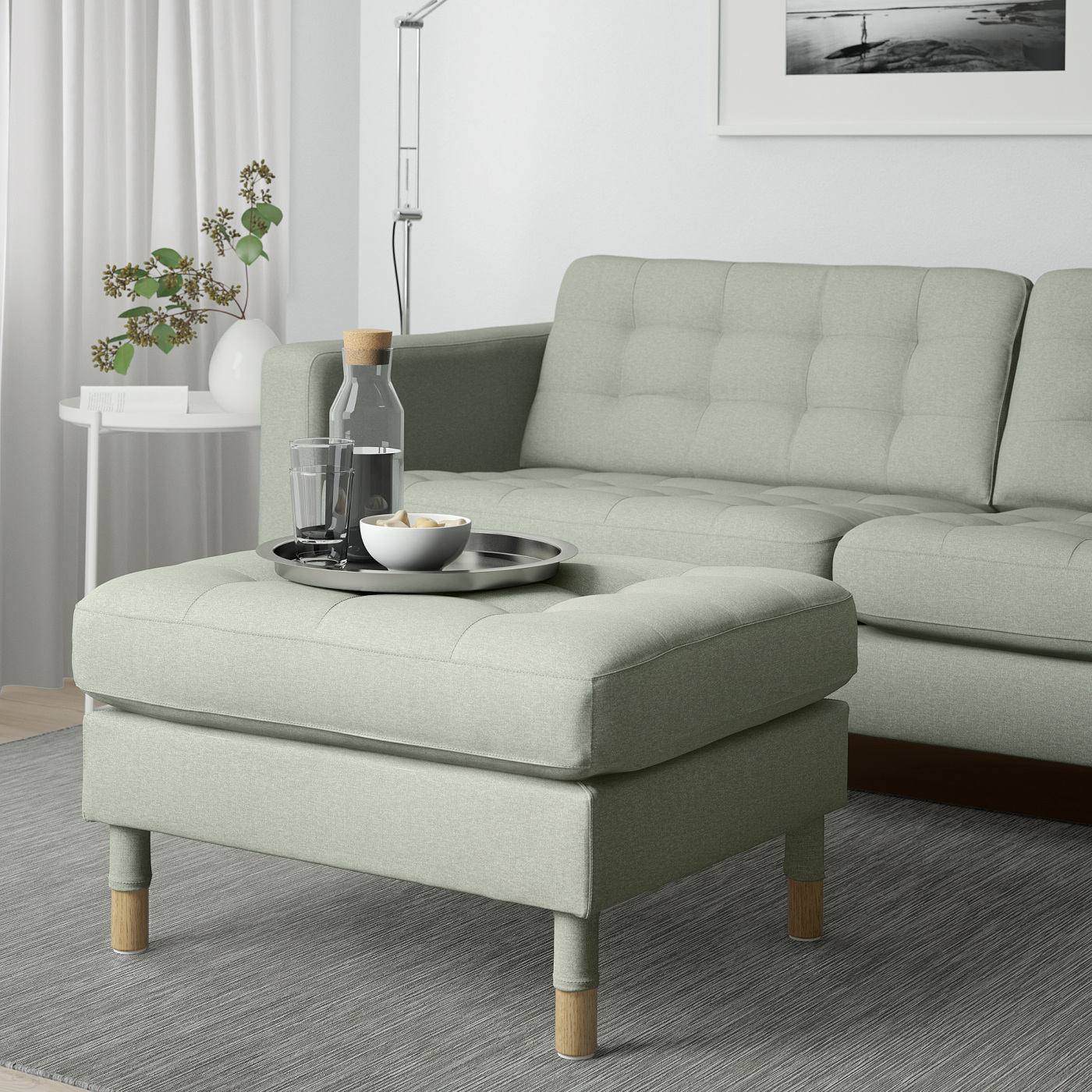 LANDSKRONA footstool Gunnared light green/wood - IKEA