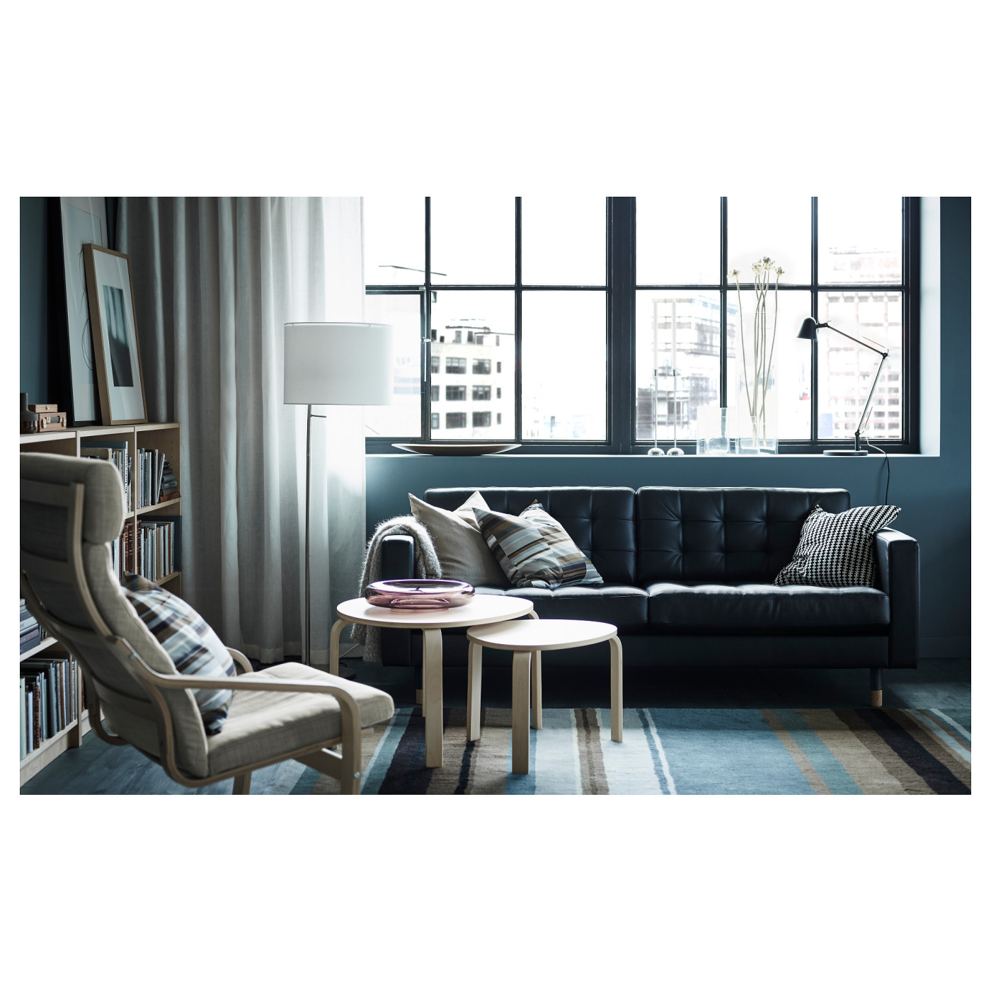 IKEA ソファー　LANDSKRONA LANDSKRONA three-seat sofa Grann/Bomstad black/wood - IKEA