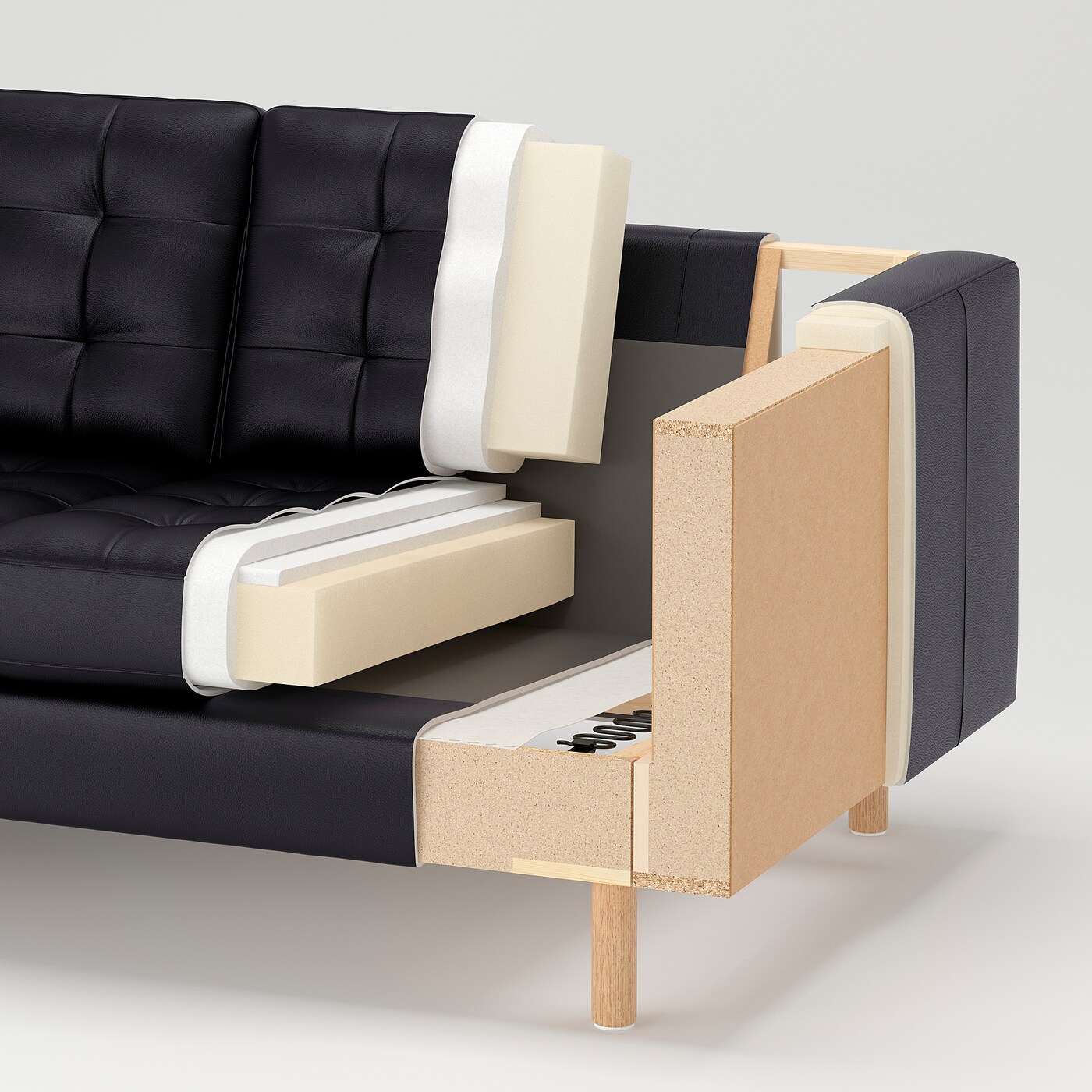 LANDSKRONA two-seat sofa Grann/Bomstad black/wood - IKEA