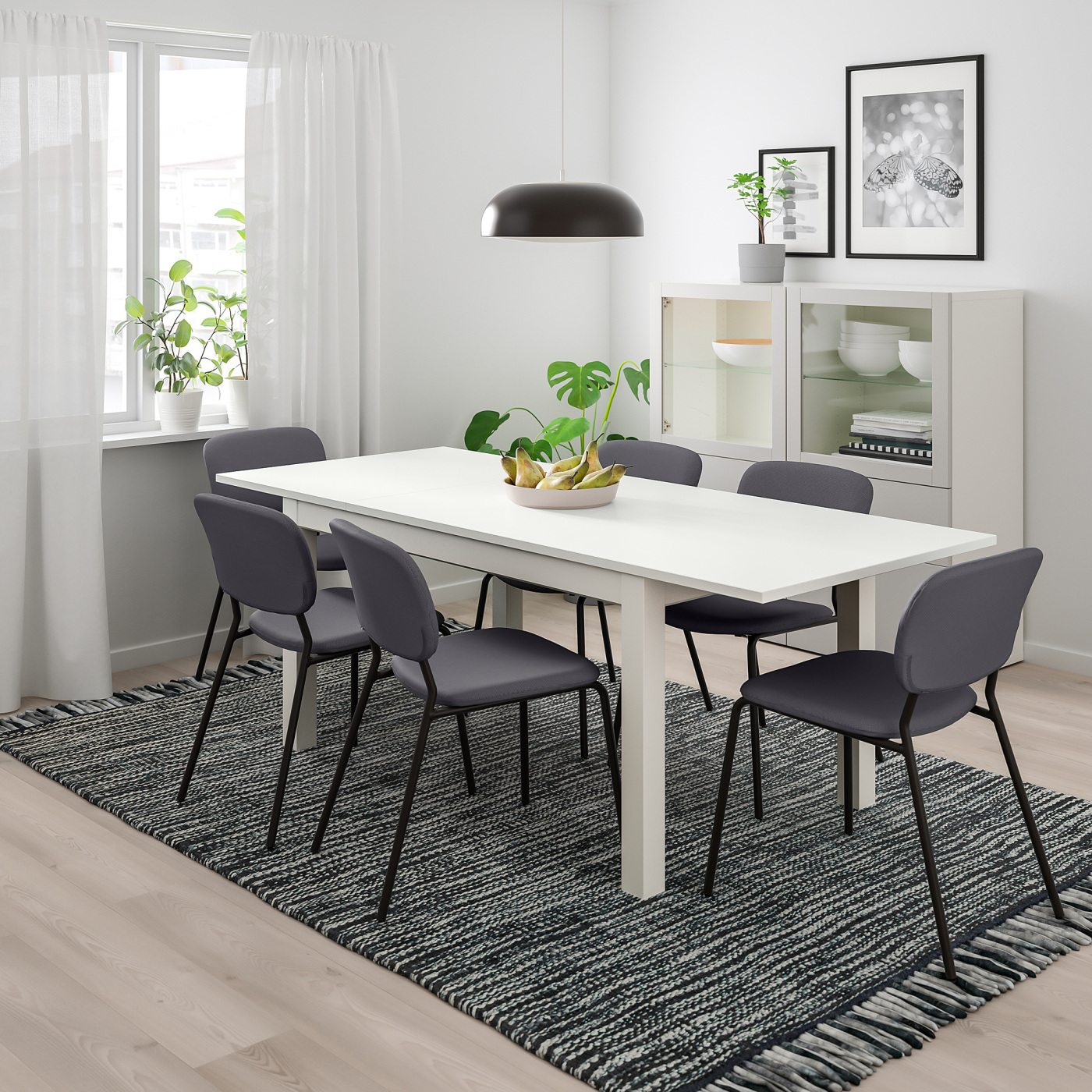 LANEBERG / KARLJAN table and 4 chairs white/dark grey dark grey - IKEA