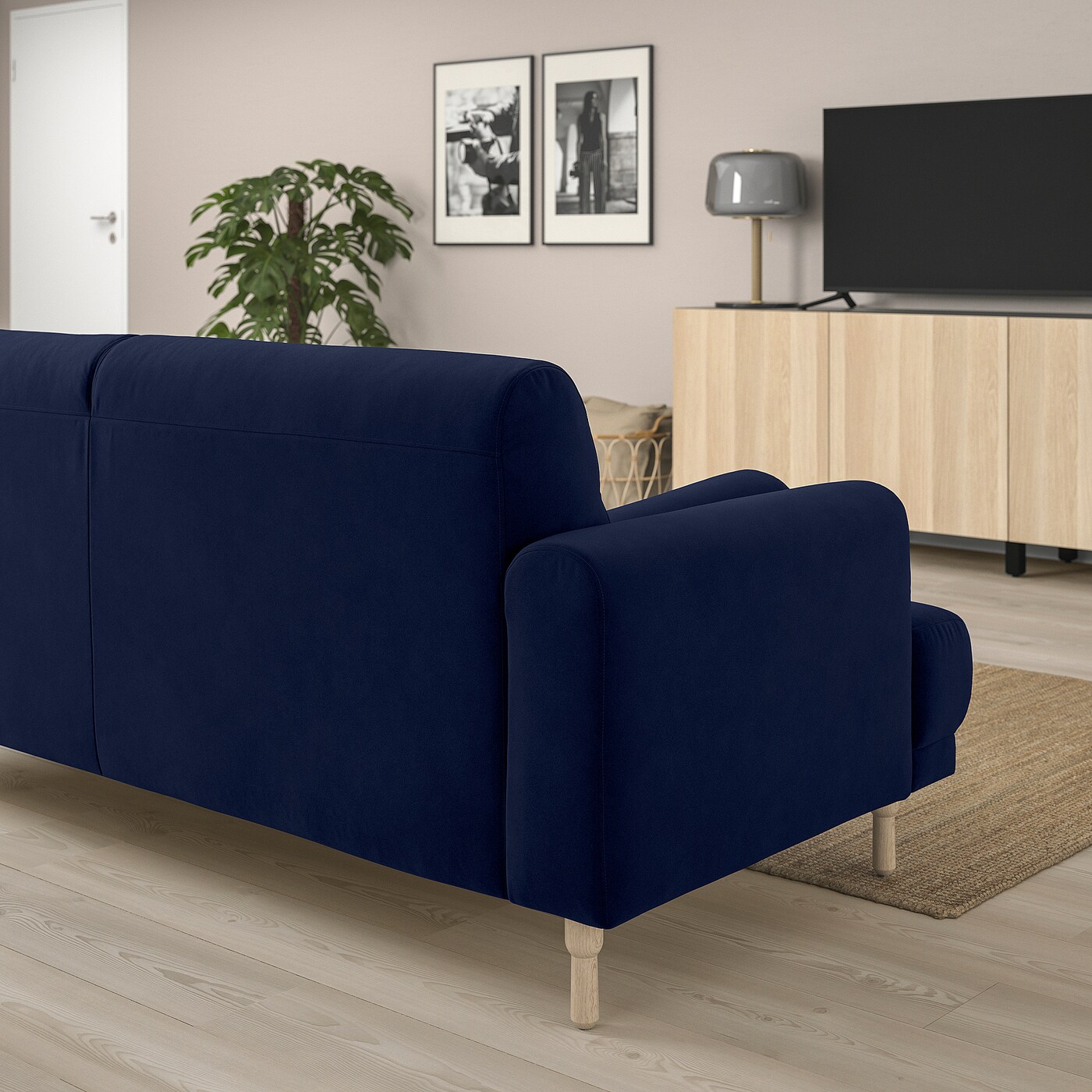 kiyomi_ipad_0920 インナードレス　サファイアブルーLサイズ LÅNGARYD 2-seat sofa Djuparp dark blue/wood - IKEA