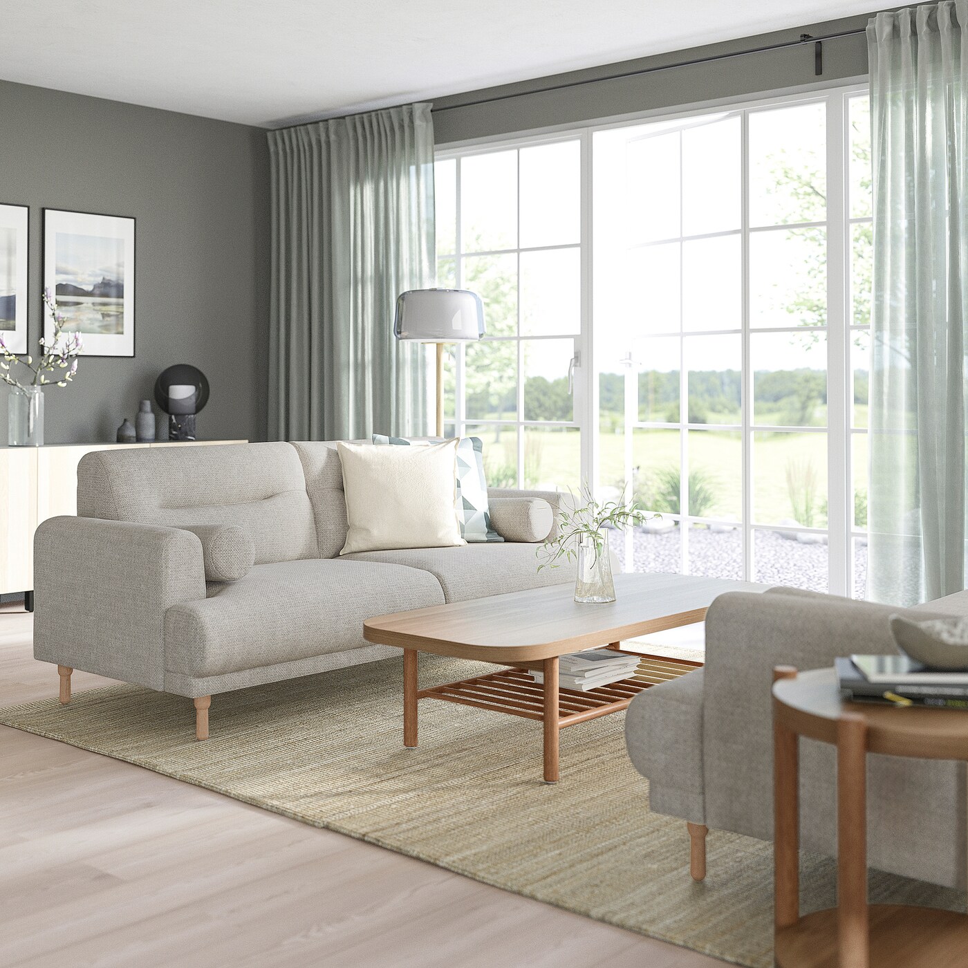 LÅNGARYD 2-seat sofa Lejde light grey/wood - IKEA