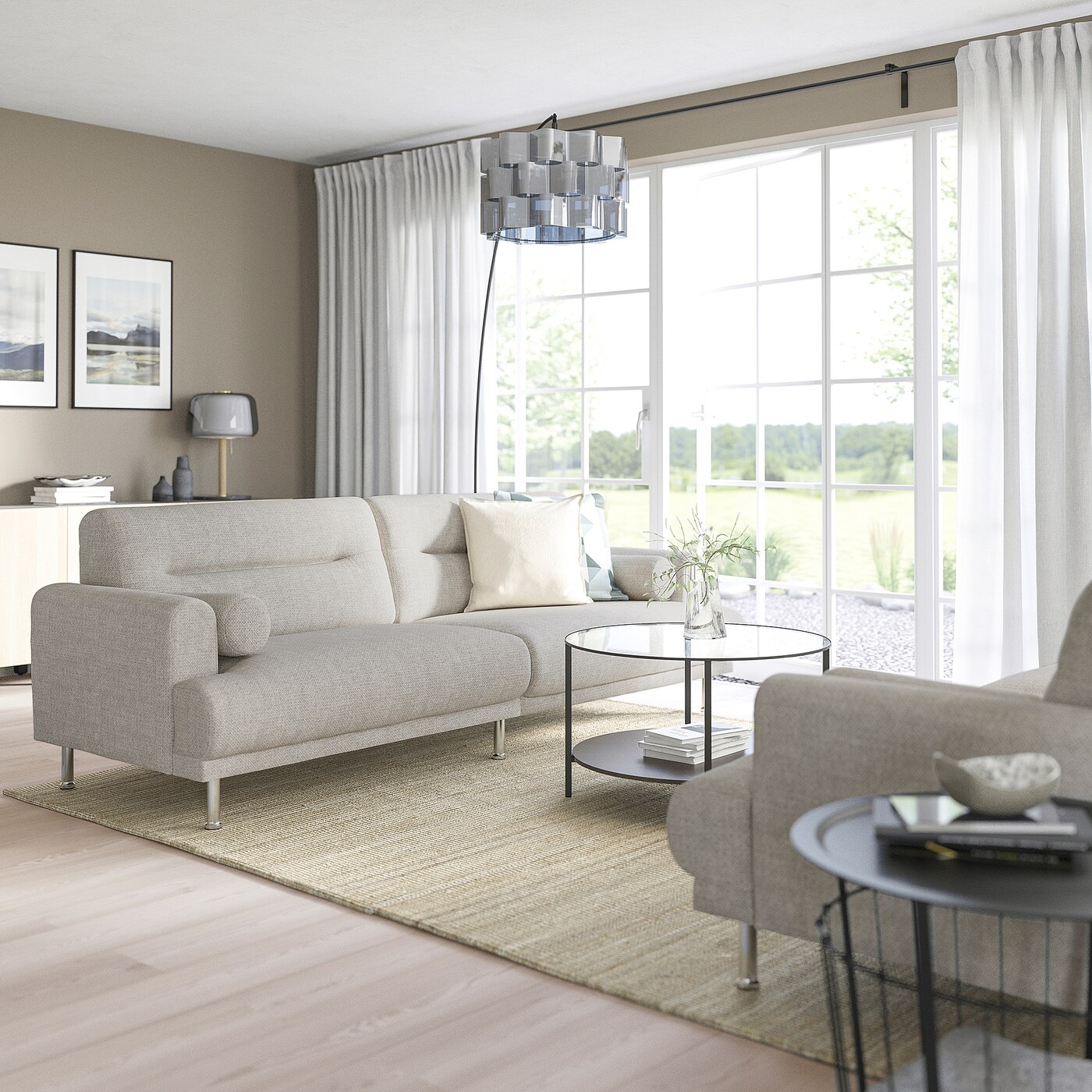 LÅNGARYD 3-seat sofa Lejde light grey/metal - IKEA LÅNGARYD 3-seat sofa Lejde light grey/metal - IKEA