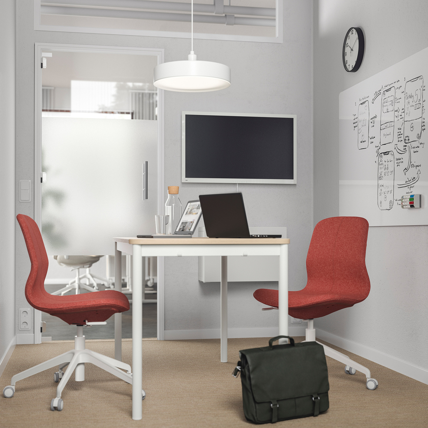LÅNGFJÄLL conference chair Gunnared red-orange/white - IKEA
