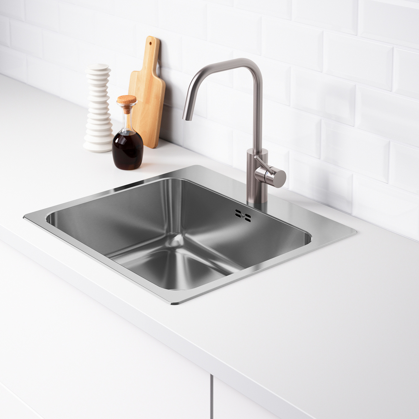 LÅNGUDDEN inset sink, 1 bowl stainless steel - IKEA