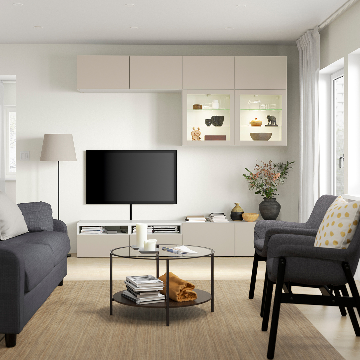 IKEA HÄGGEBY ヘッゲビー 60×60cm 扉 4点 NIPÅSEN / BAGGMUCK hallway furniture, set of 4, black/gray - IKEA