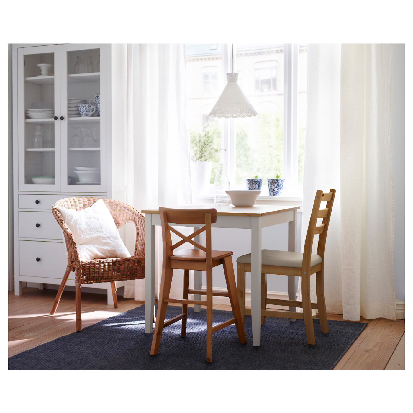 LERHAMN table light antique stain/white stain - IKEA