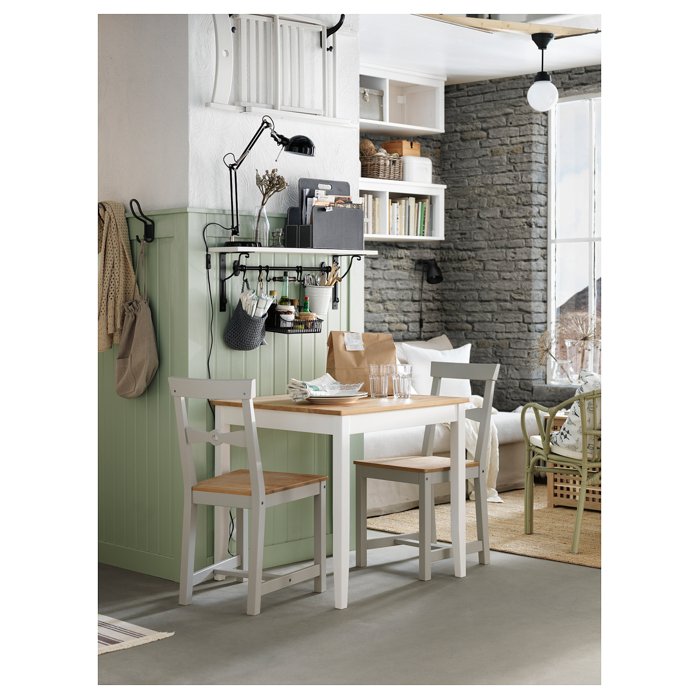 LERHAMN table light antique stain/white stain - IKEA