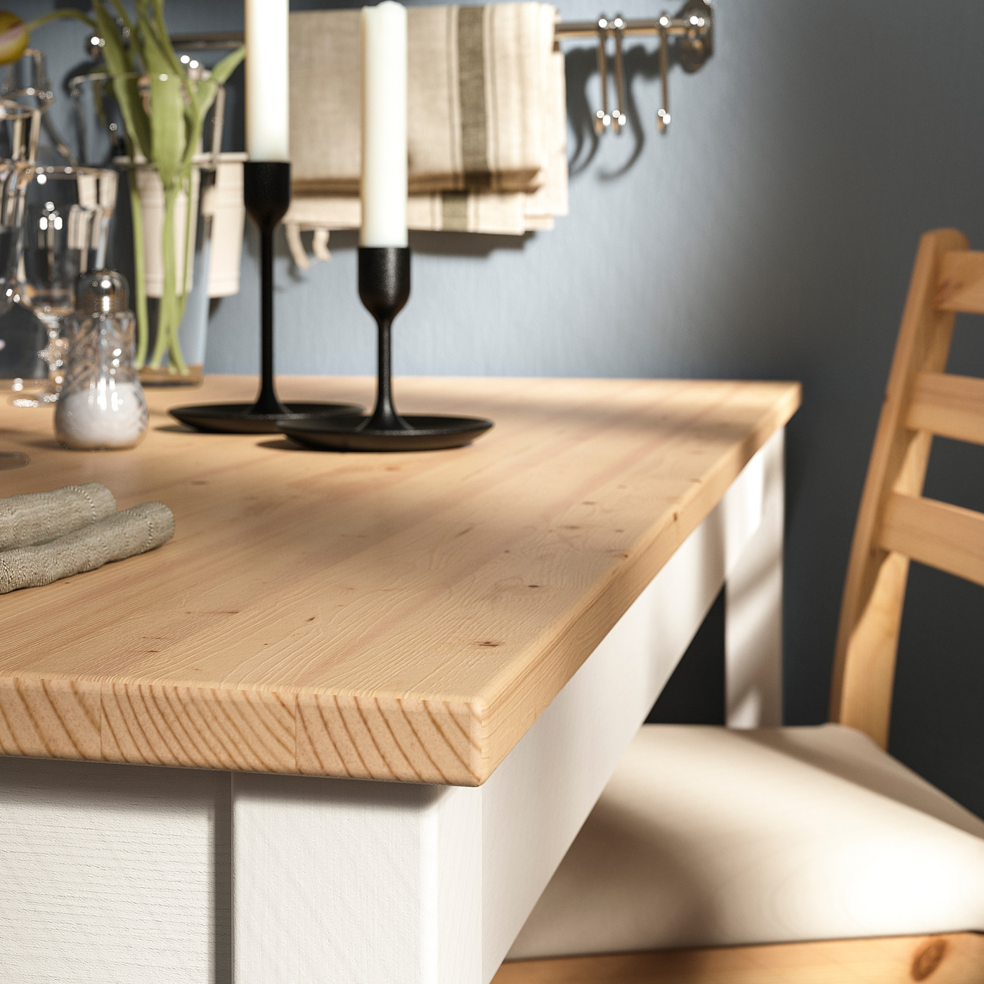 LERHAMN table light antique stain/white stain - IKEA