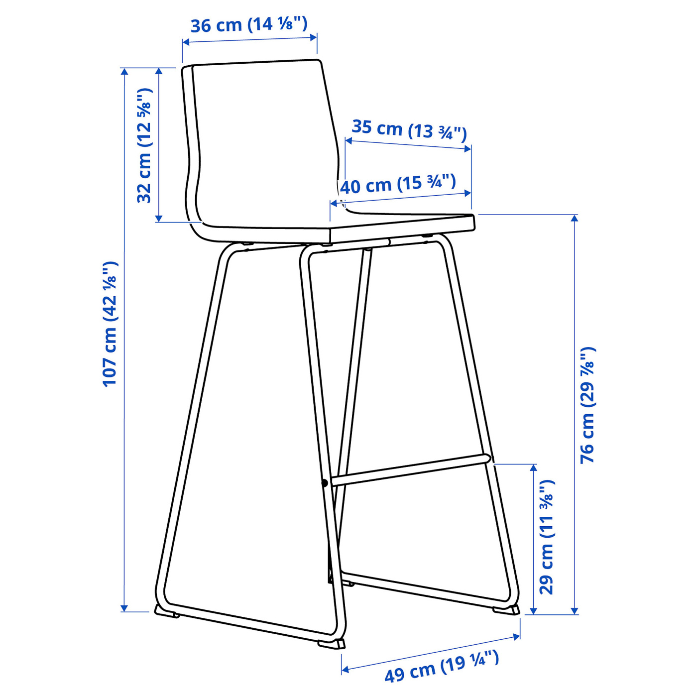 LILLÅNÄS bar stool chrome-plated/Gunnared dark grey - IKEA