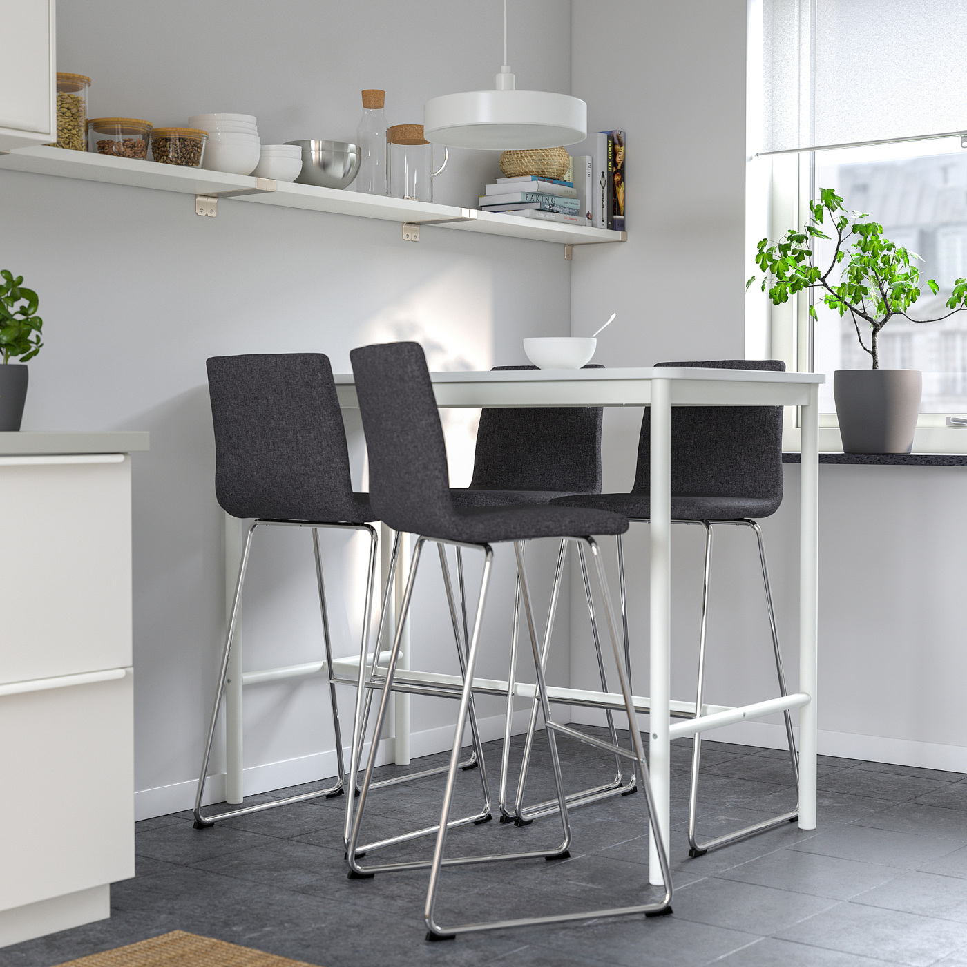 LILLÅNÄS bar stool chrome-plated/Gunnared dark grey - IKEA