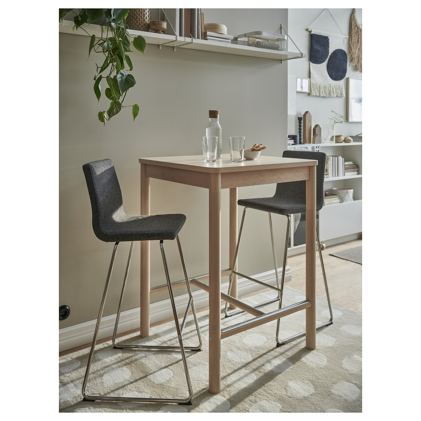 LILLÅNÄS bar stool chrome-plated/Gunnared dark grey - IKEA