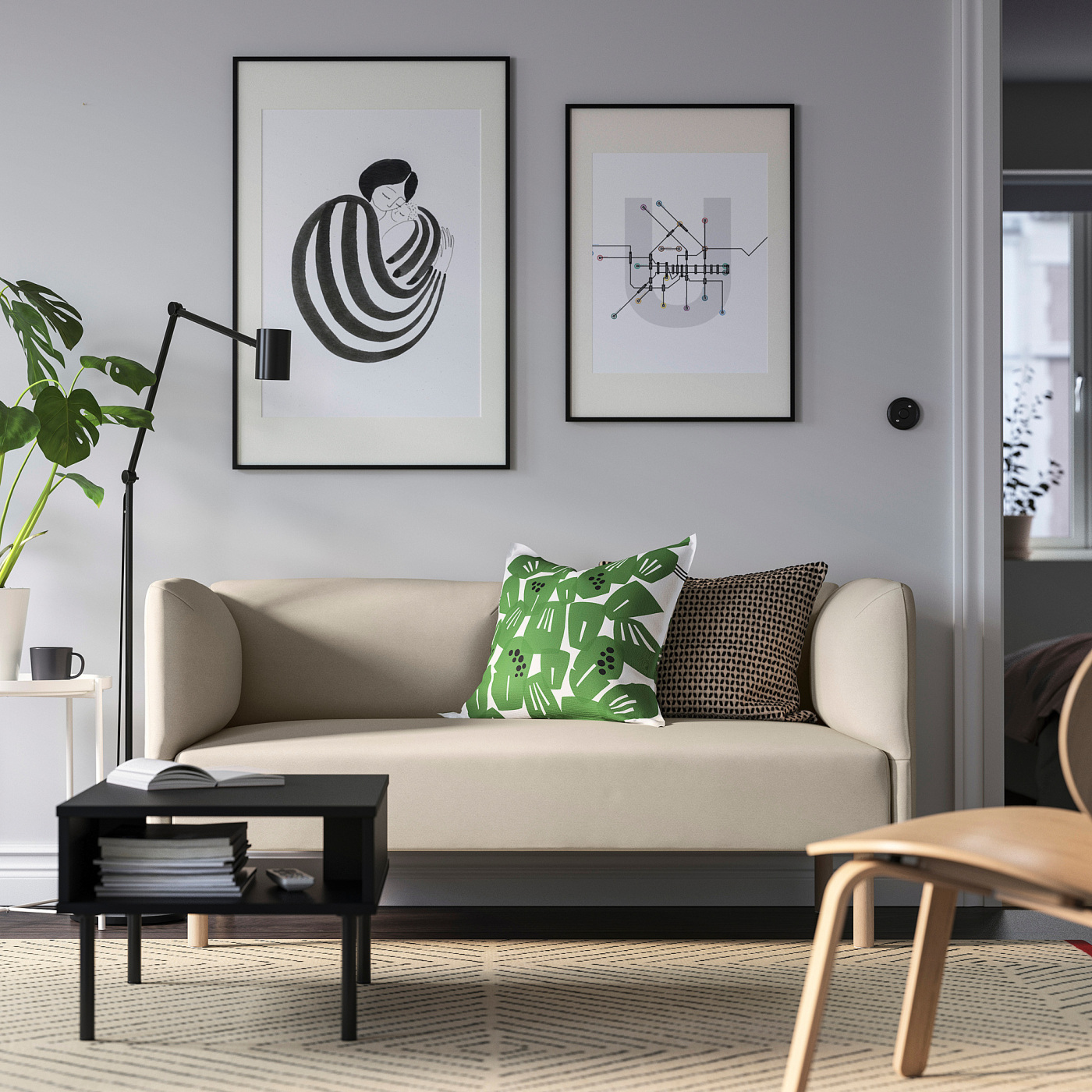 LILLEHEM 2-seat modular sofa Vissle/beige wood - IKEA