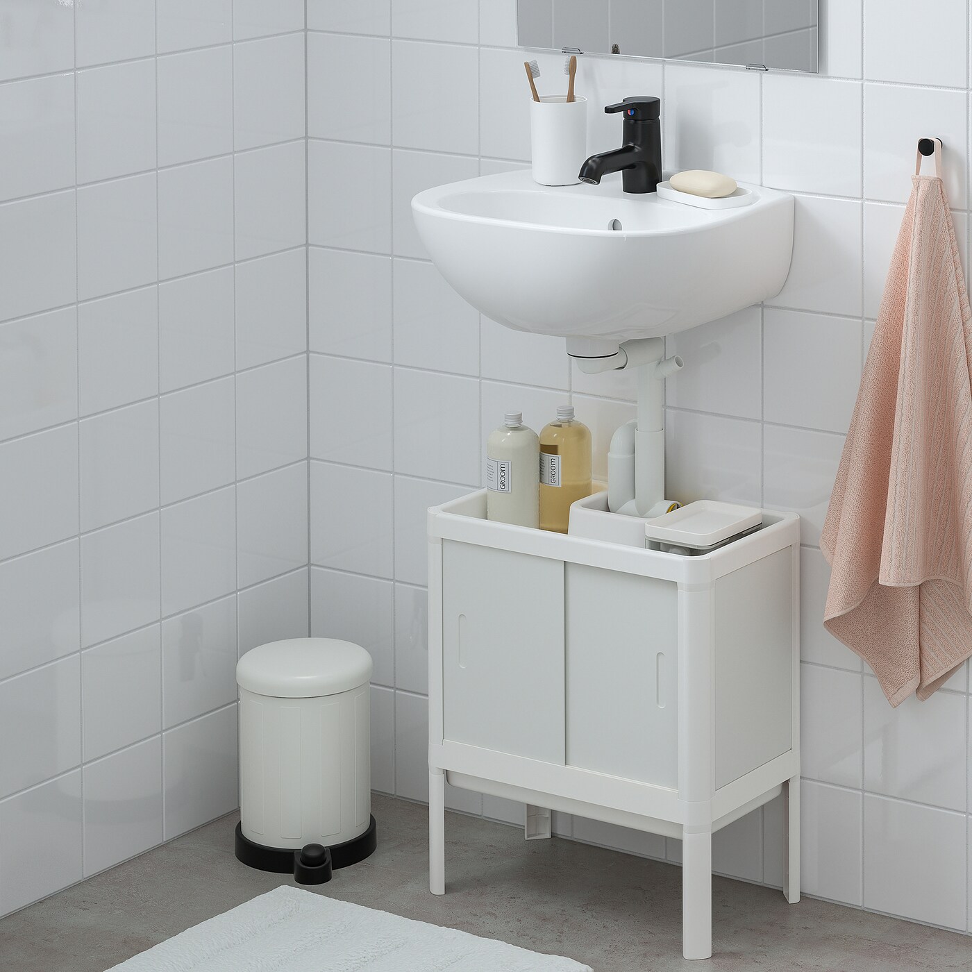 LILLTJARN wash basin base cabinet w 2 doors white IKEA