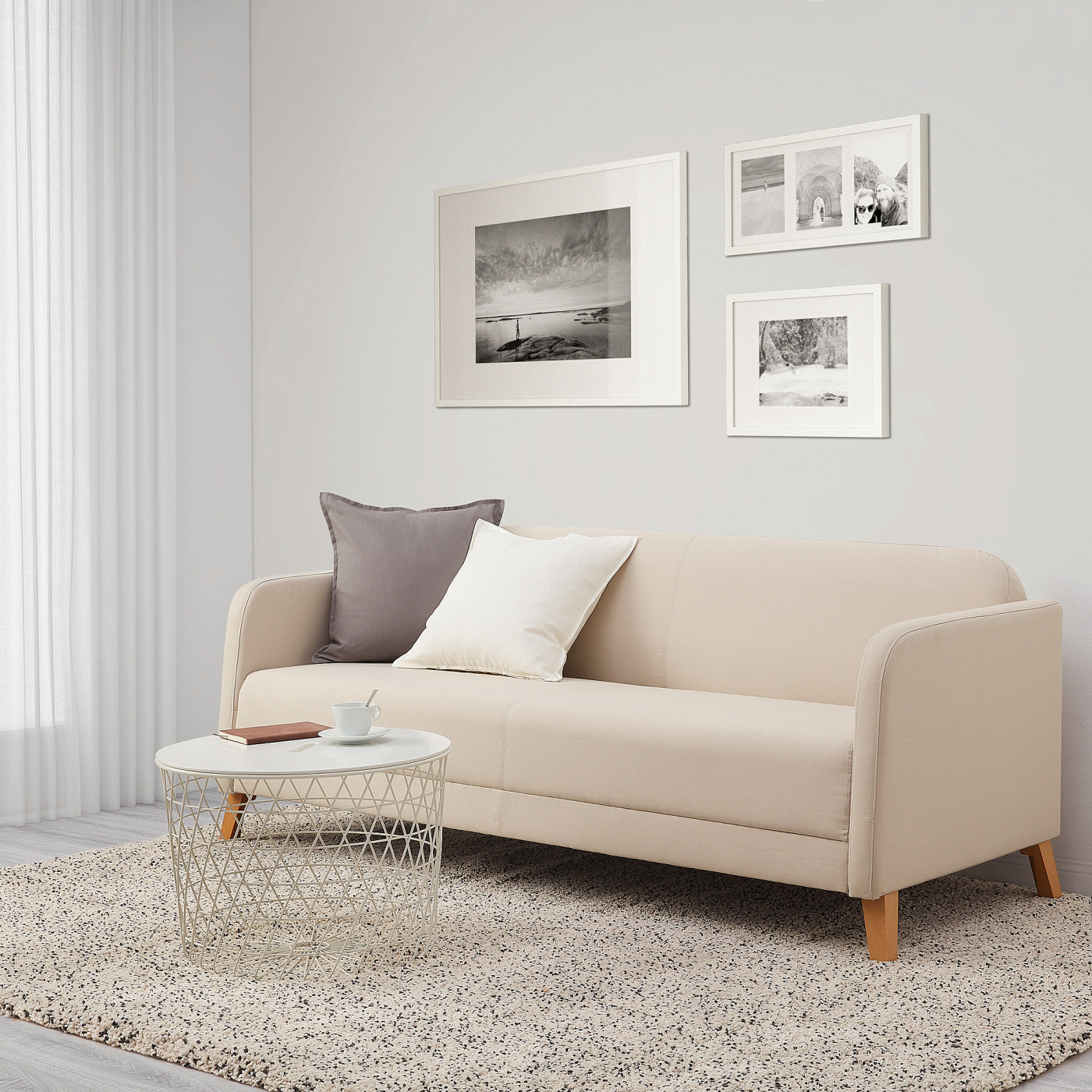 LINANÄS 3-seat sofa Vissle beige - IKEA