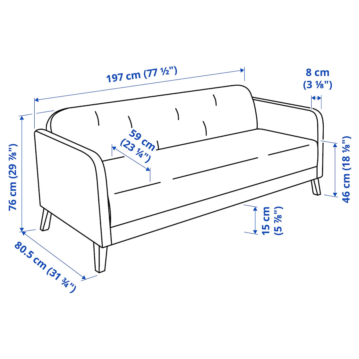 LINANAS 3 seat sofa Vissle beige IKEA