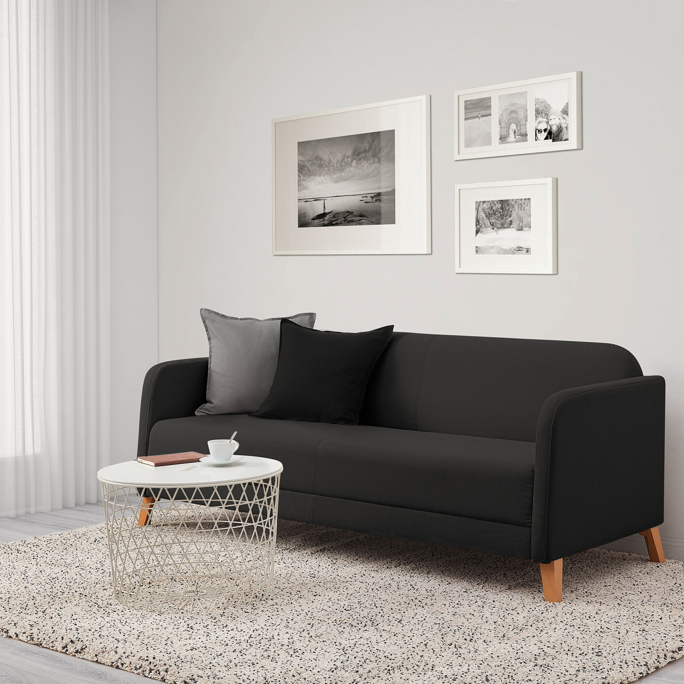 LINANÄS 3-seat sofa Vissle dark grey - IKEA