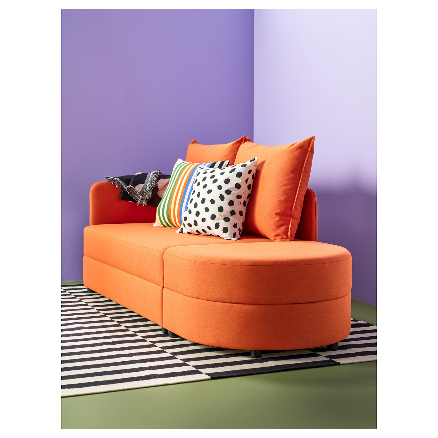 LINDÅKRA 2-seat sofa-bed Knisa bright orange - IKEA