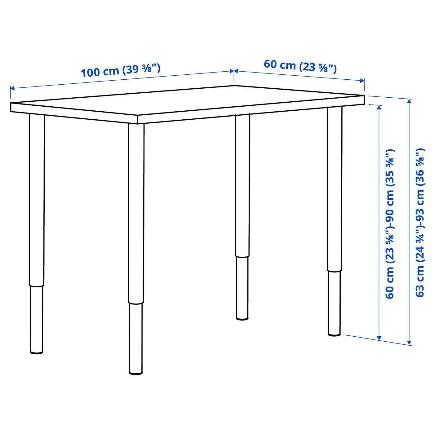 IKEA LINNMON テーブル 120x60 ホワイトOLOV脚4本セット LINNMON / OLOV desk white - IKEA