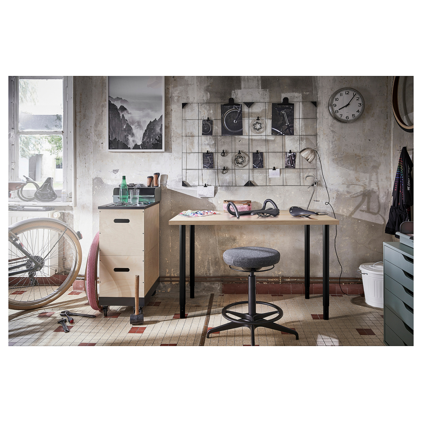 LINNMON / OLOV desk white stained oak effect/black - IKEA