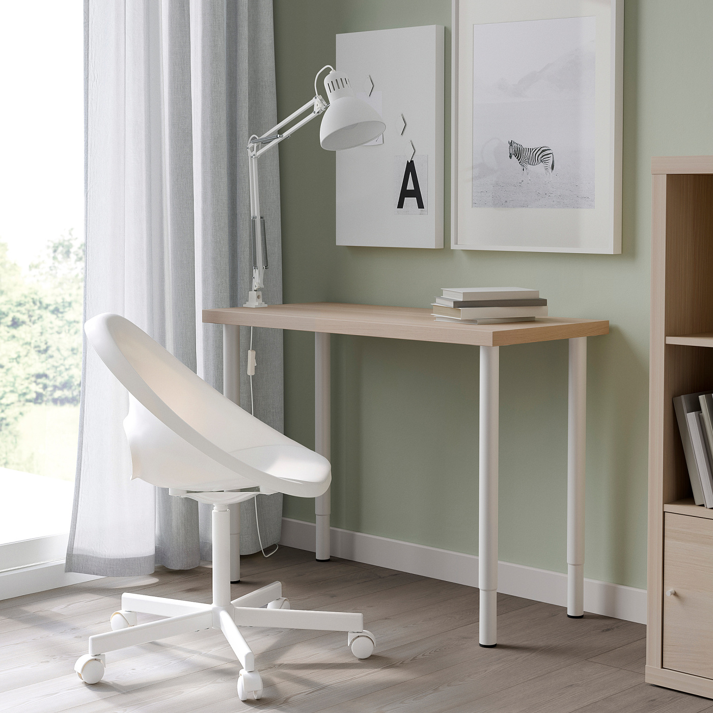 LINNMON / OLOV desk white stained oak effect/white - IKEA