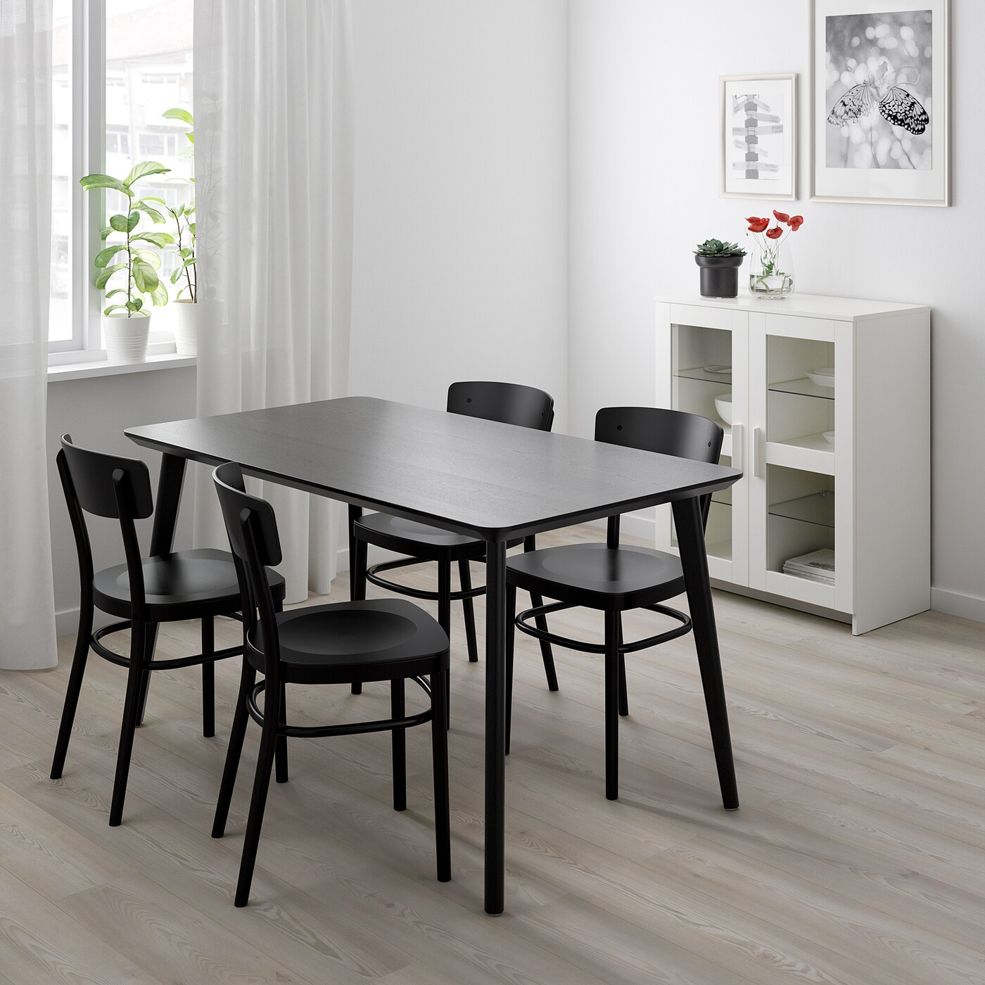 LISABO / IDOLF table and 4 chairs black/black - IKEA