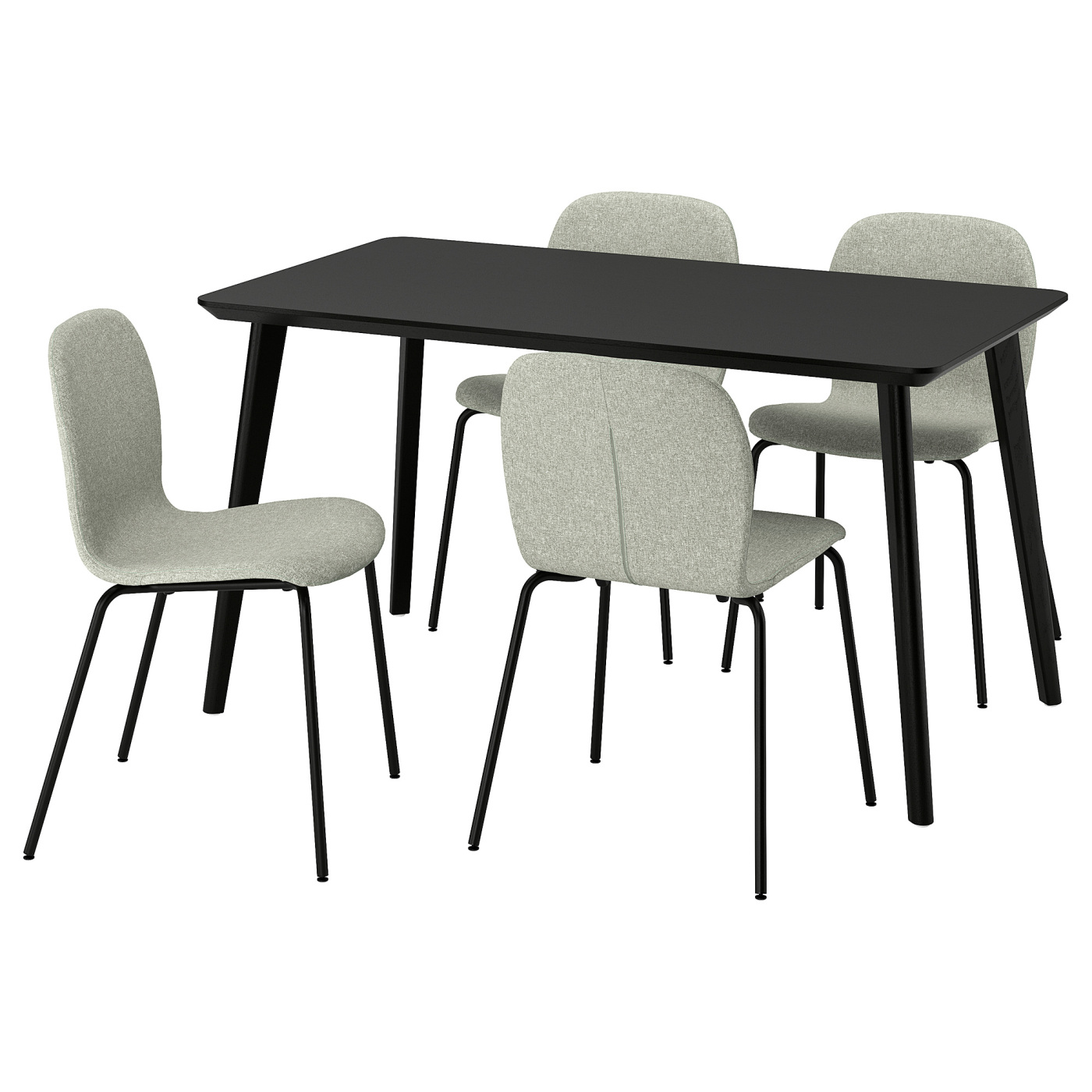 【即発送可】IKEA KARLPETTER ダイニングチェア　4脚セット LISABO / KARLPETTER table and 4 chairs black/Gunnared light green