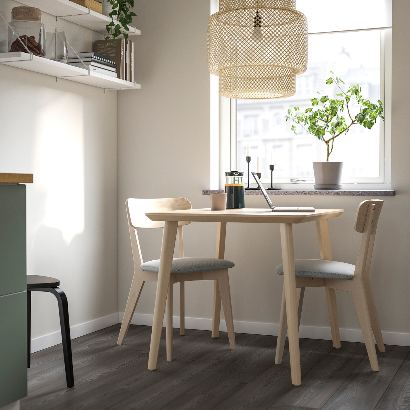 LISABO / LISABO table and 2 chairs ash/Tallmyra white/black - IKEA