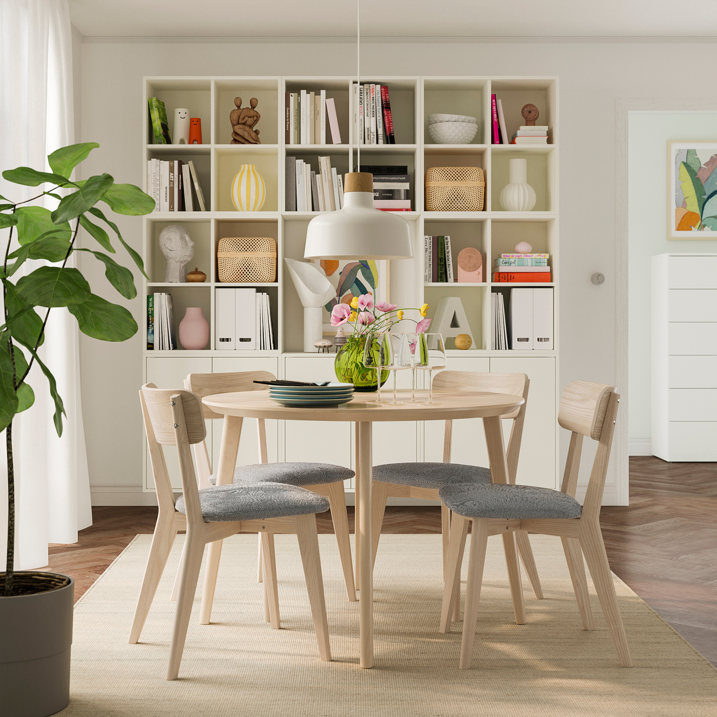LISABO / LISABO table and 4 chairs ash/Tallmyra white/black - IKEA