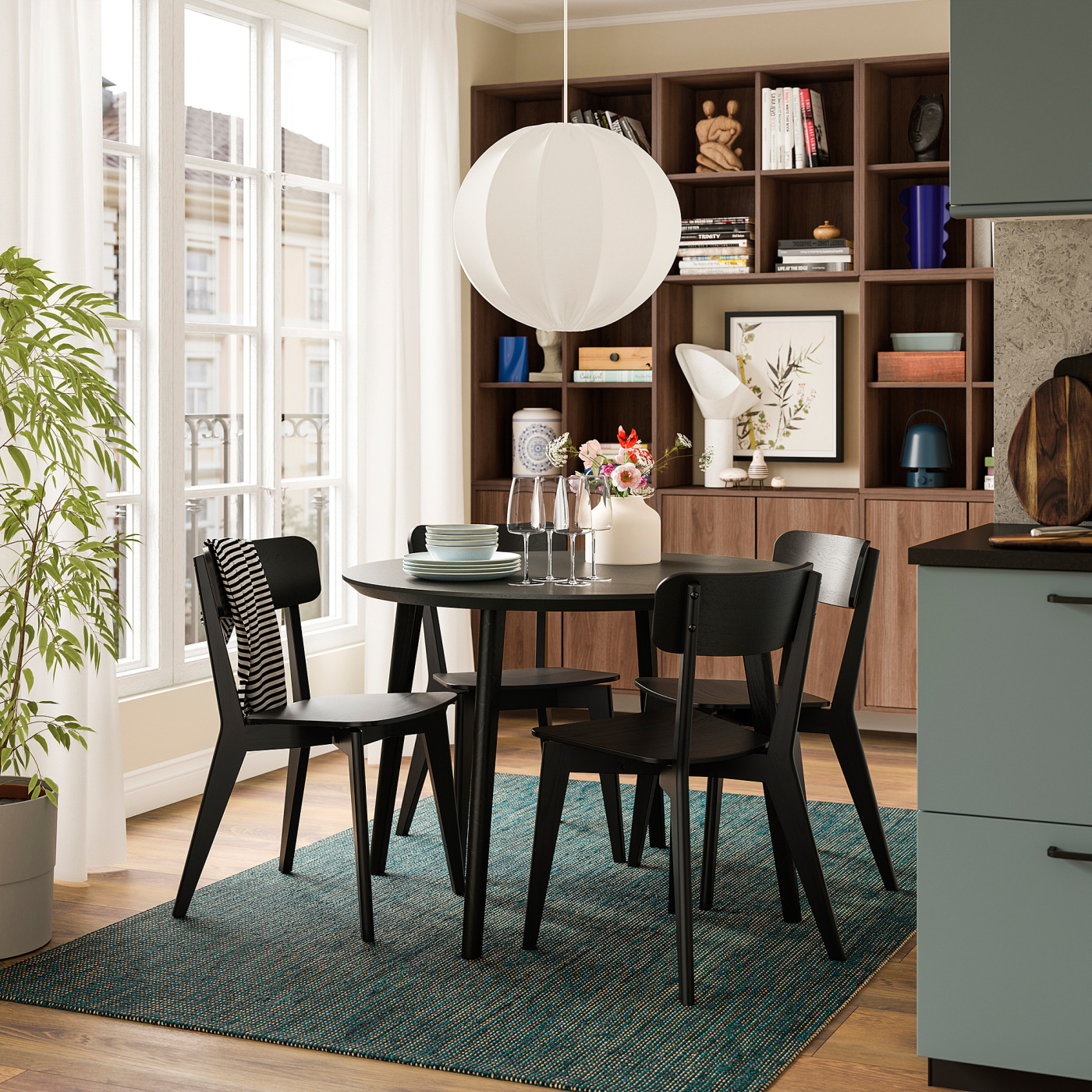 LISABO / LISABO table and 4 chairs black/black - IKEA