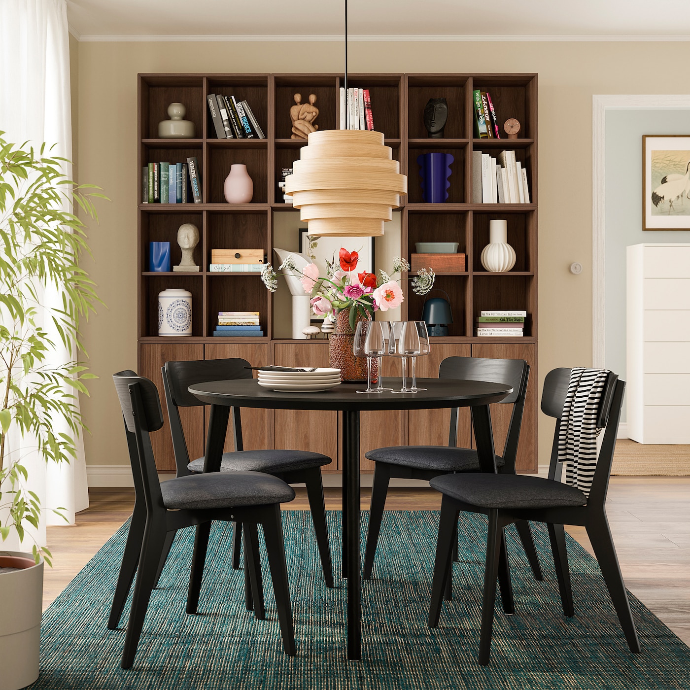 LISABO / LISABO table and 4 chairs black/Tallmyra black/grey