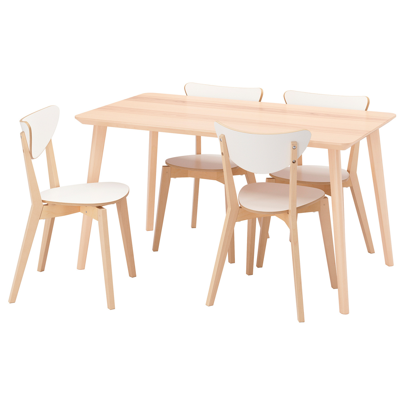 LISABO / NORDMYRA table and 4 chairs white/white birch - IKEA