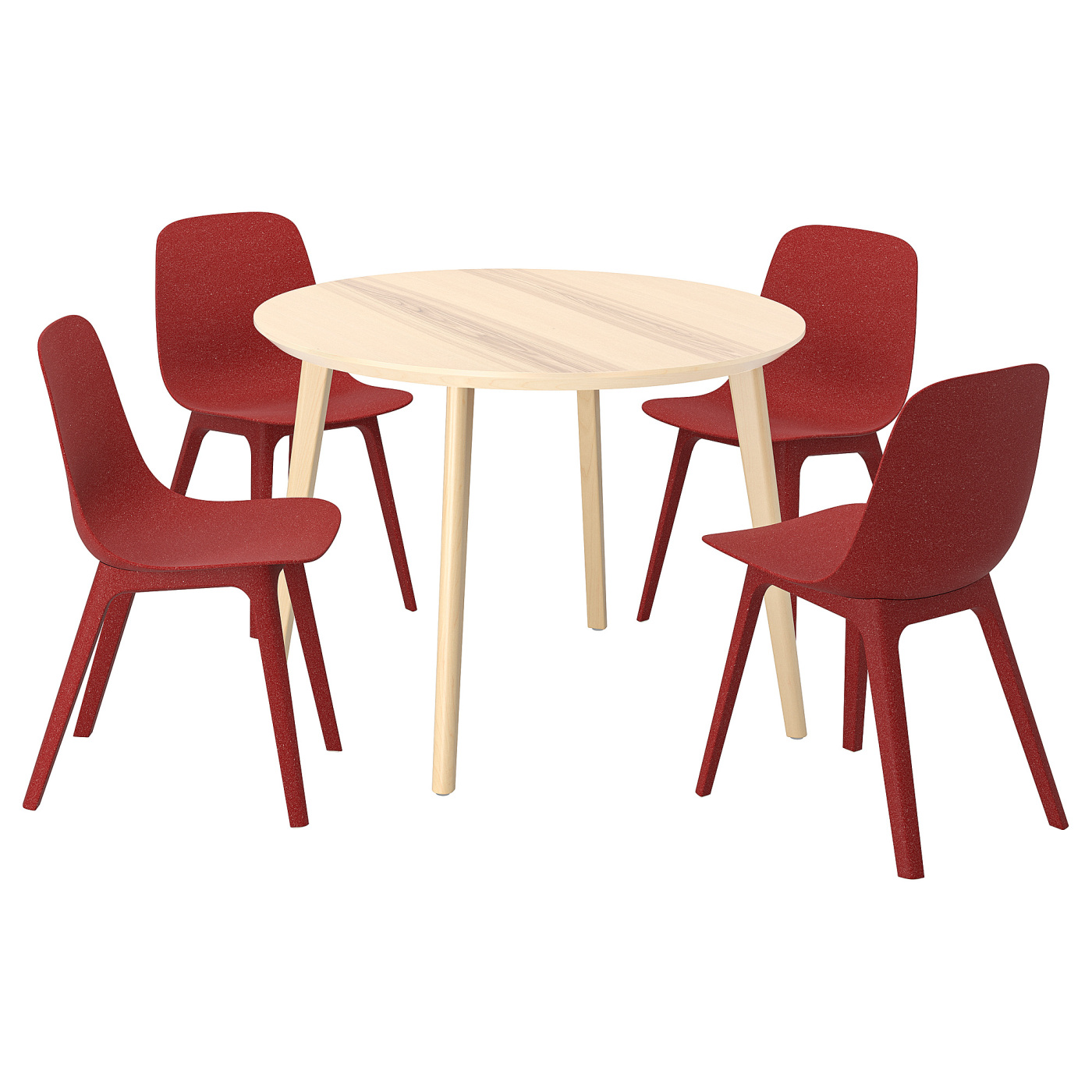 LISABO / ODGER table and 4 chairs ash veneer/red - IKEA