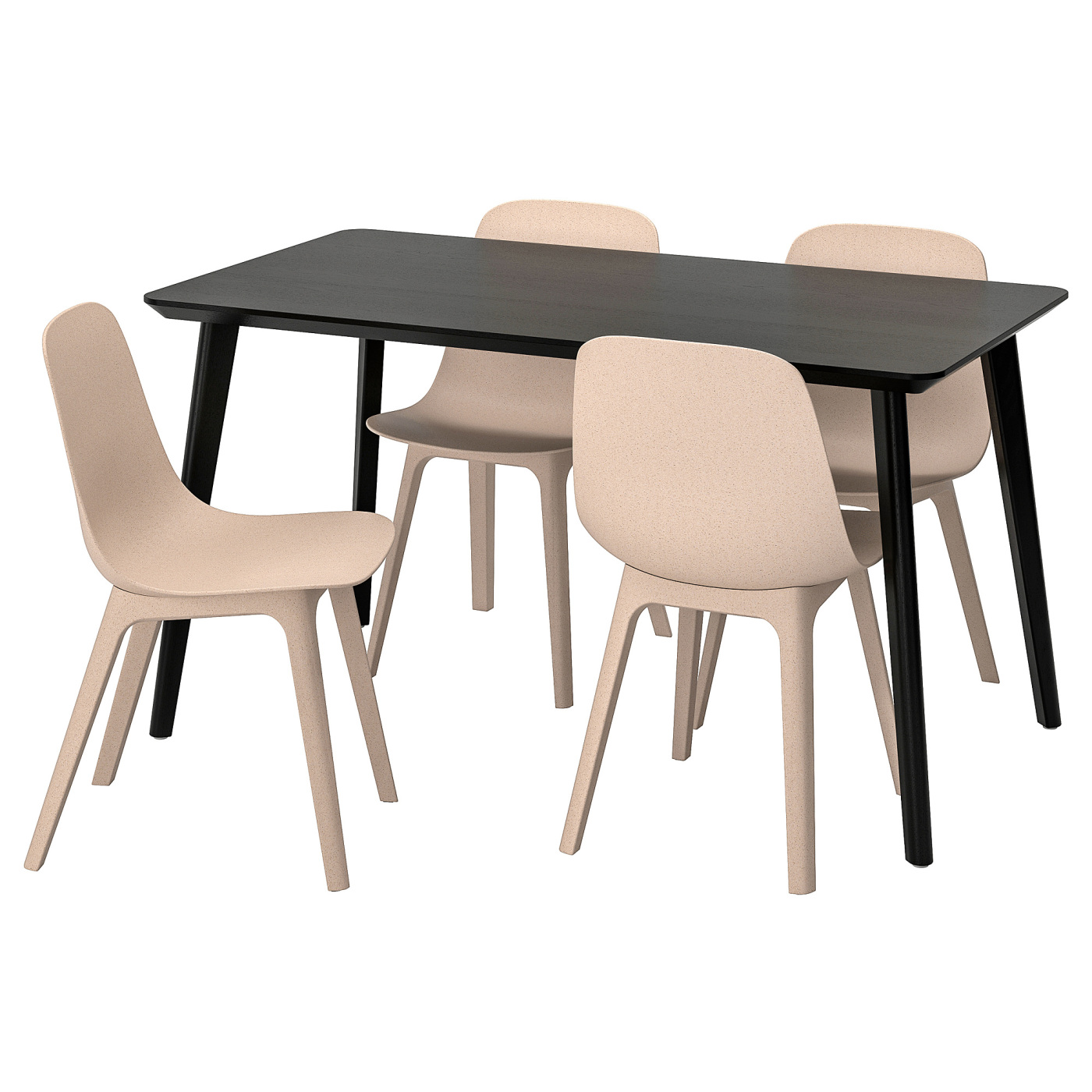 LISABO / ODGER table and 4 chairs black/beige - IKEA